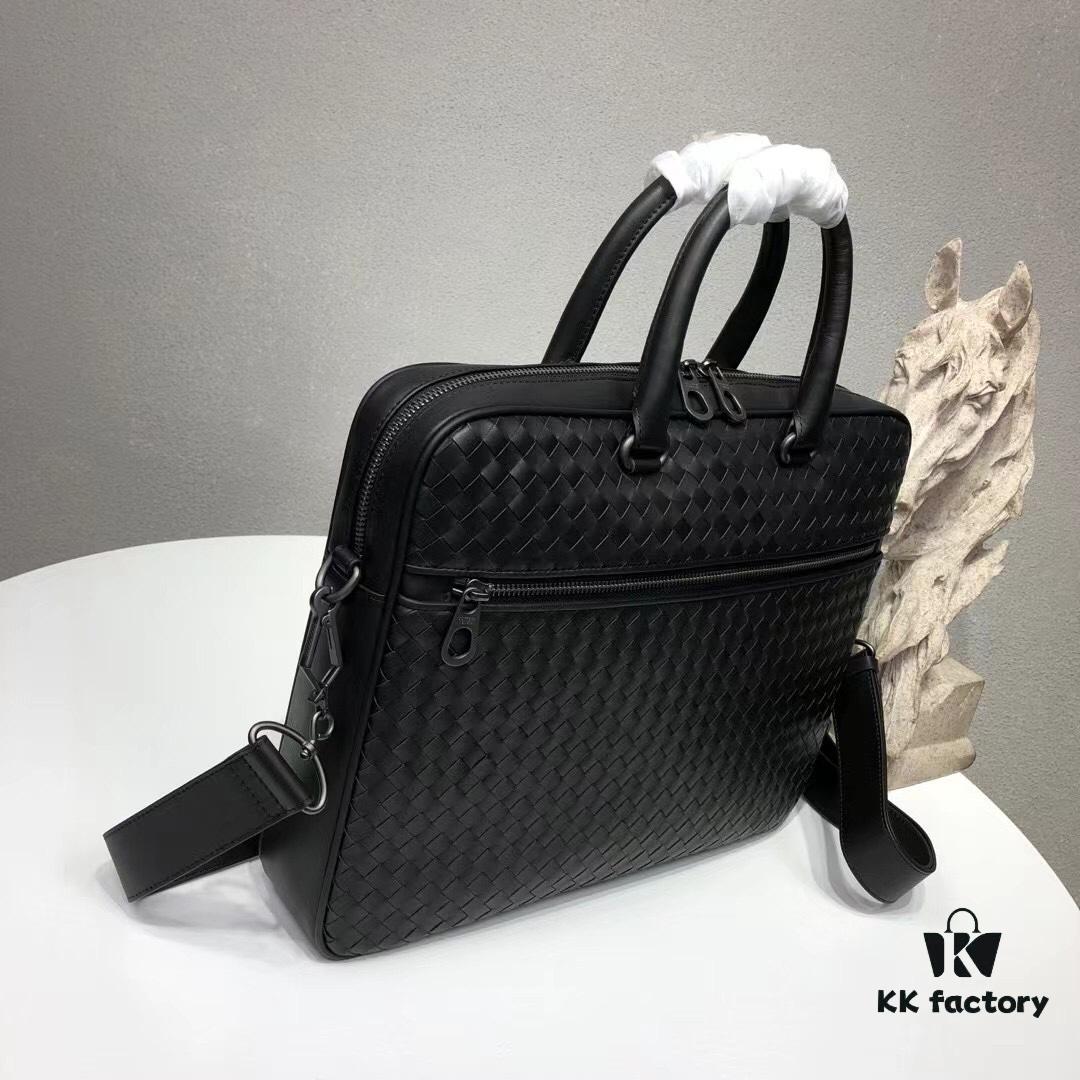 Bv Men's Business Briefcase - Handcrafted Waxed Leather Messenger Bag for Stylish, Mature Gentlemen