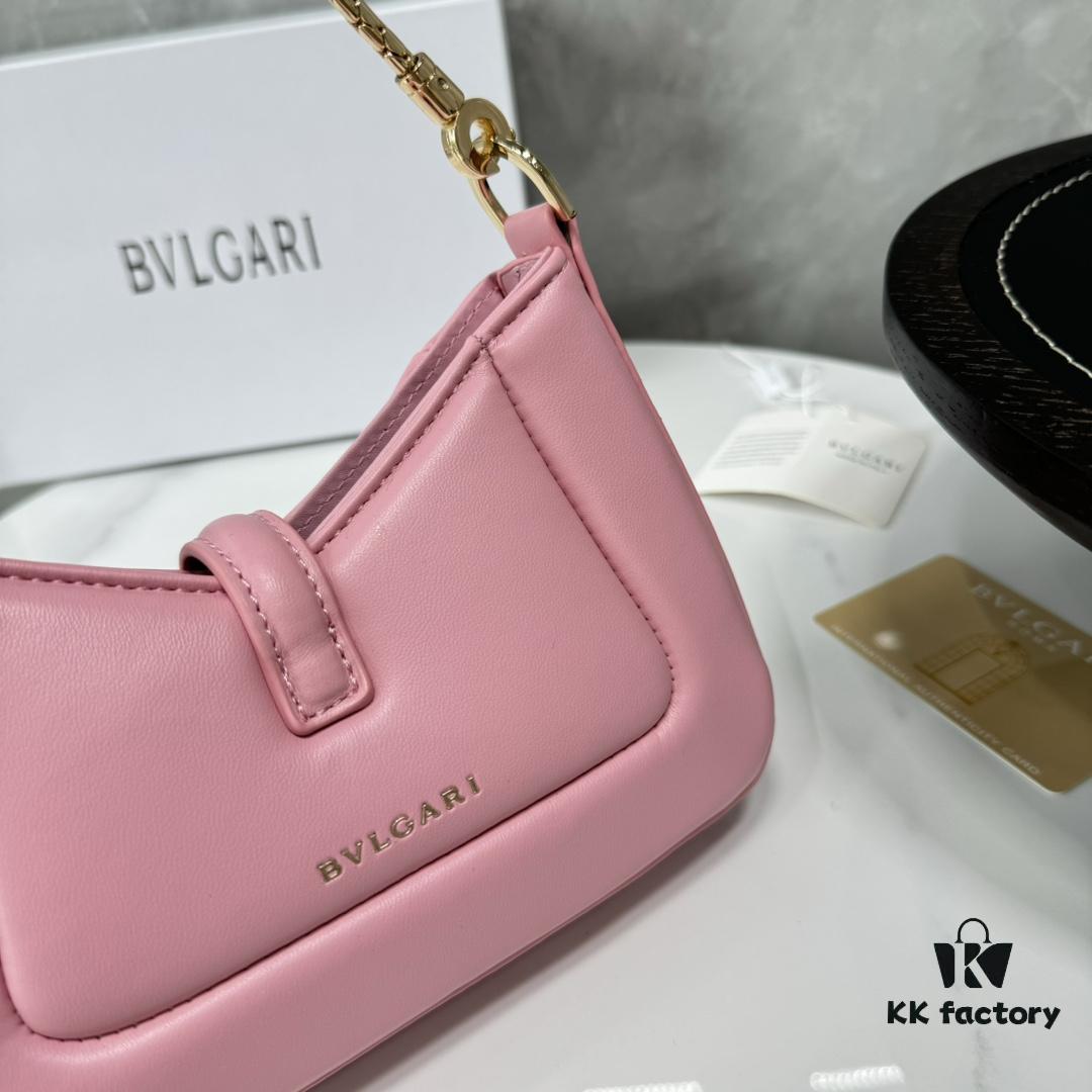 BVLGARI SERPENTI BAIA Small Shoulder Bag in Textured Silver Calfskin