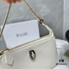 BVLGARI SERPENTI BAIA Small Shoulder Bag in Textured Silver Calfskin