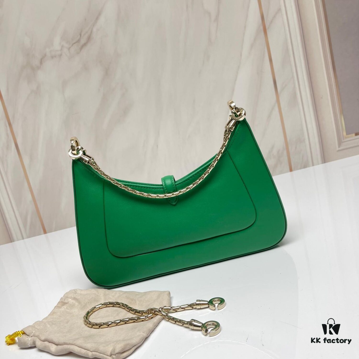 BVLGARI SERPENTI BAIA Small Shoulder Bag in Textured Silver Calfskin with Snake-Head Magnetic Clasp