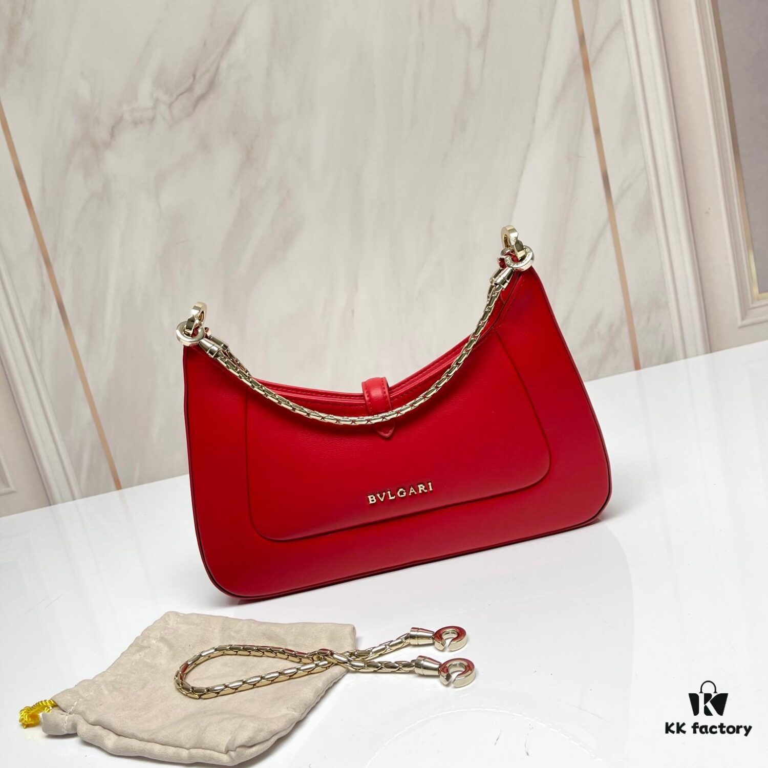 BVLGARI SERPENTI BAIA Small Shoulder Bag in Textured Silver Calfskin with Snake-Head Clasp