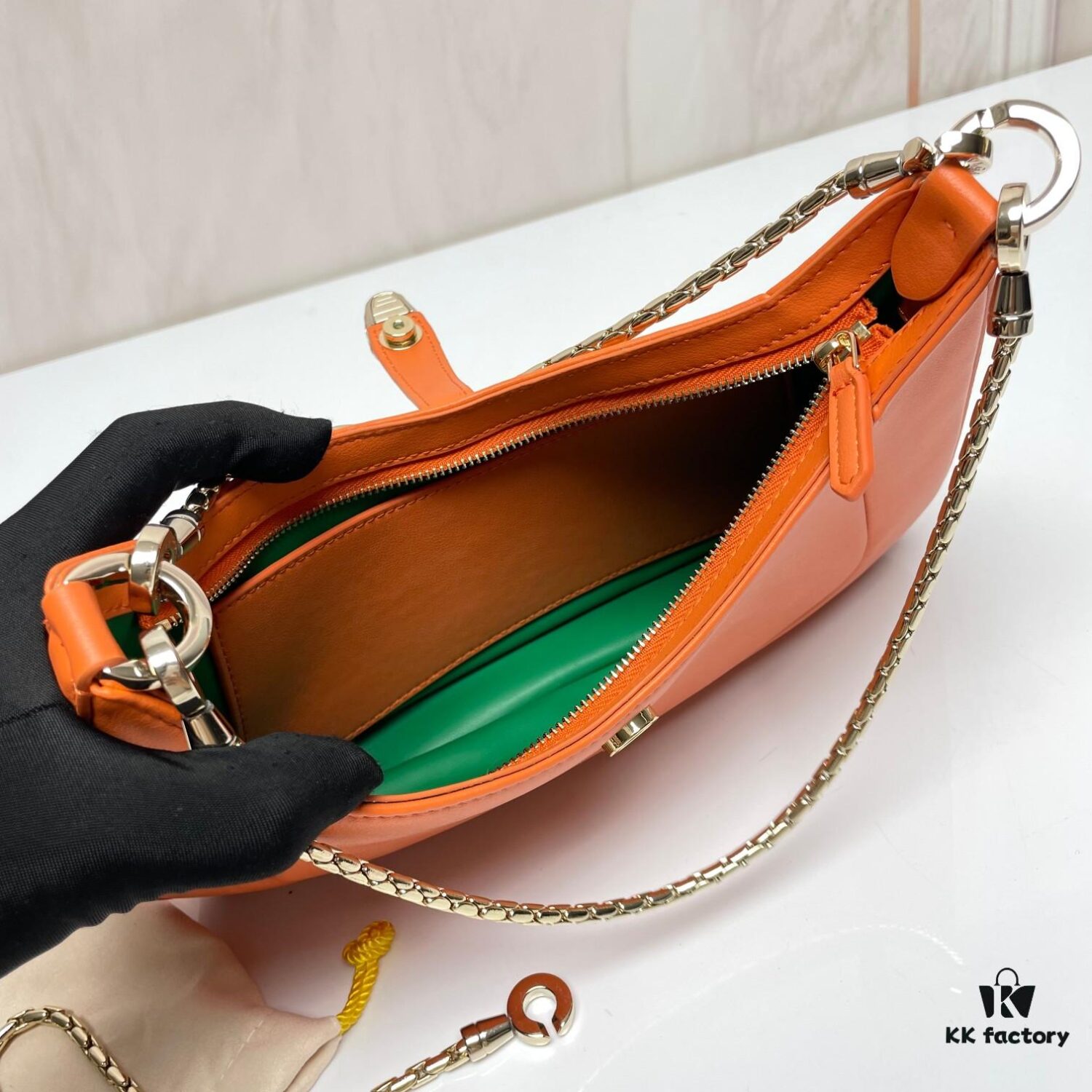 BVLGARI SERPENTI BAIA Small Shoulder Bag in Textured Silver Calfskin with Snake-Head Clasp