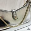 BVLGARI SERPENTI BAIA Small Shoulder Bag in Silver-Tone Textured Calfskin
