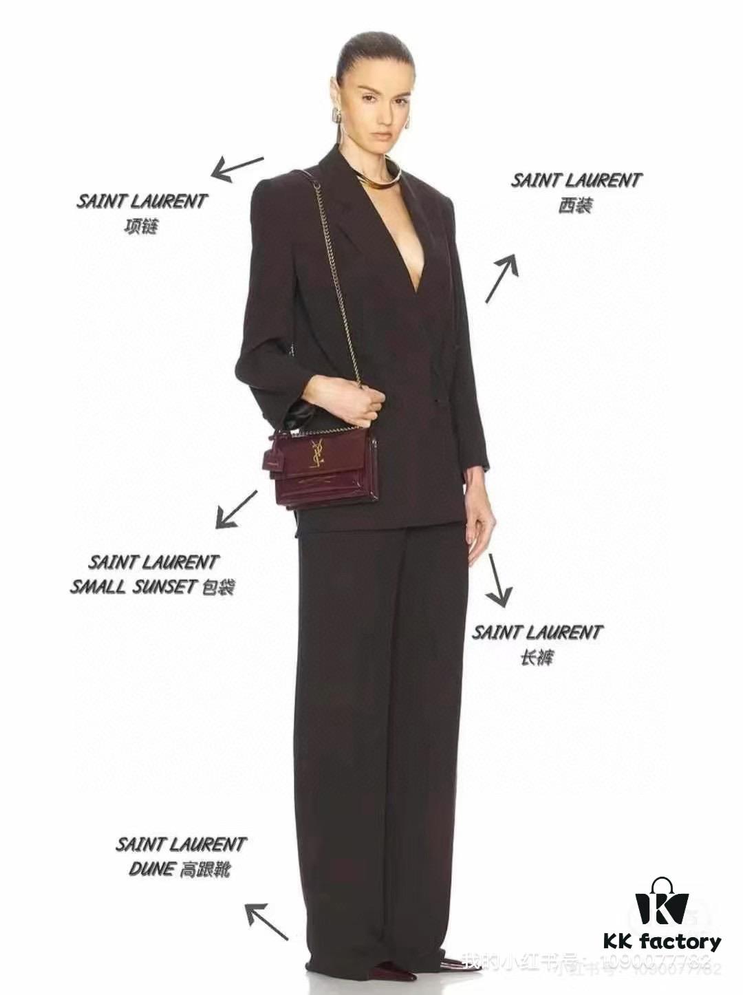 YSL Sunset Bag ✨ Genuine Leather with Chain Strap, Classic Accordion Design, Elegant Black and Gold Finish