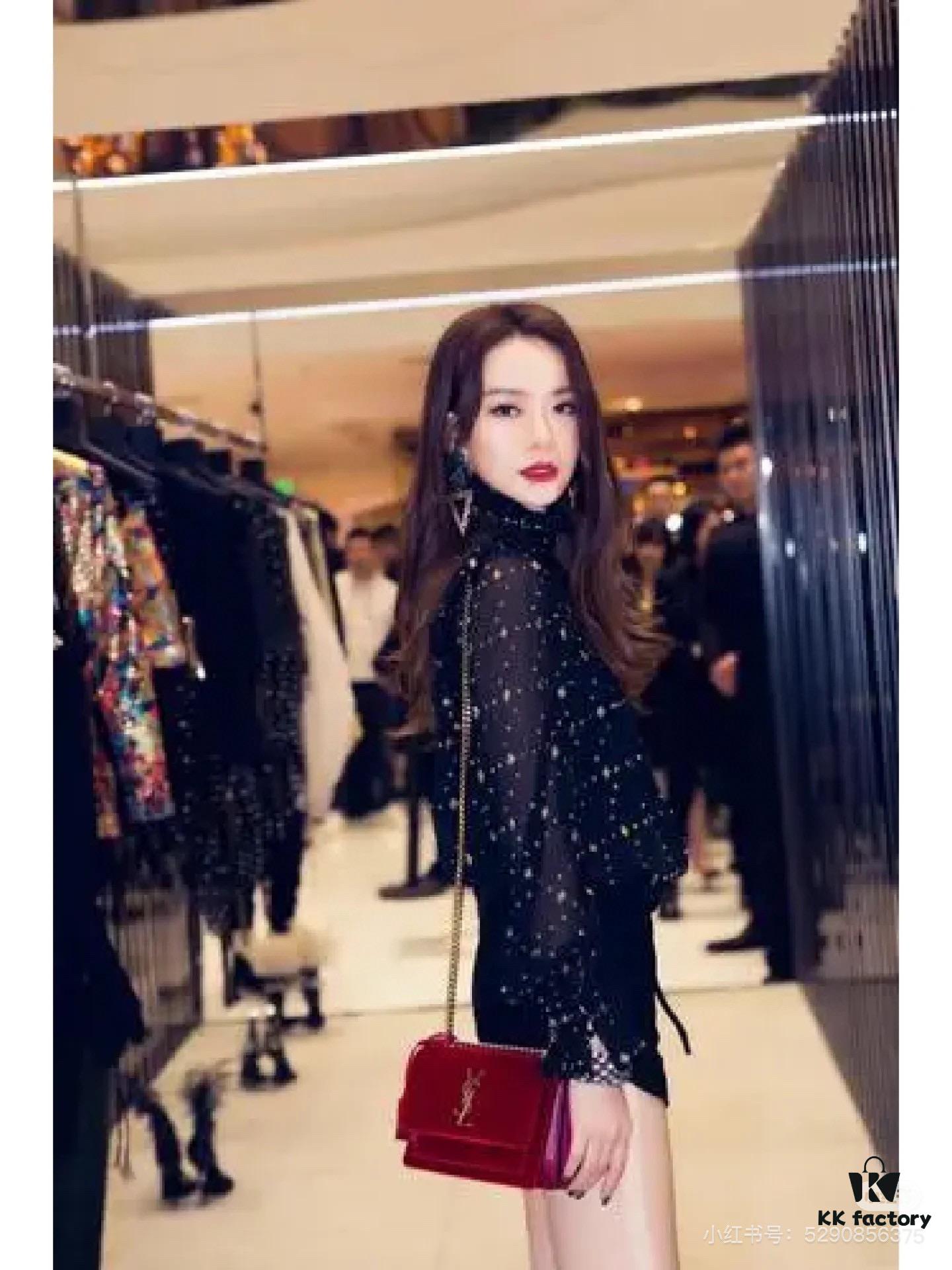 YSL Sunset Bag ✨ Genuine Leather with Chain Strap, Classic Accordion Design, Elegant Black and Gold Finish