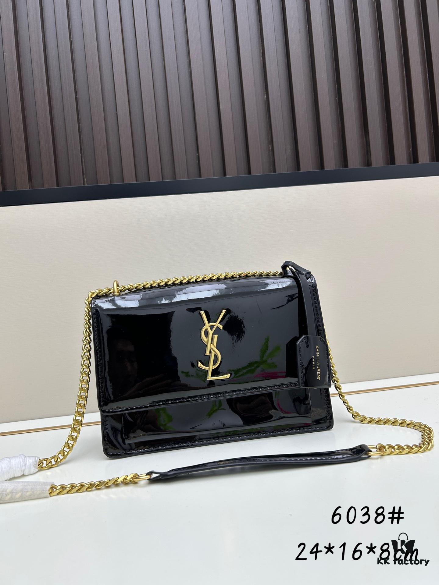 YSL Sunset Bag ✨ Genuine Leather Bifold Design, Iconic YSL Sunset Glow