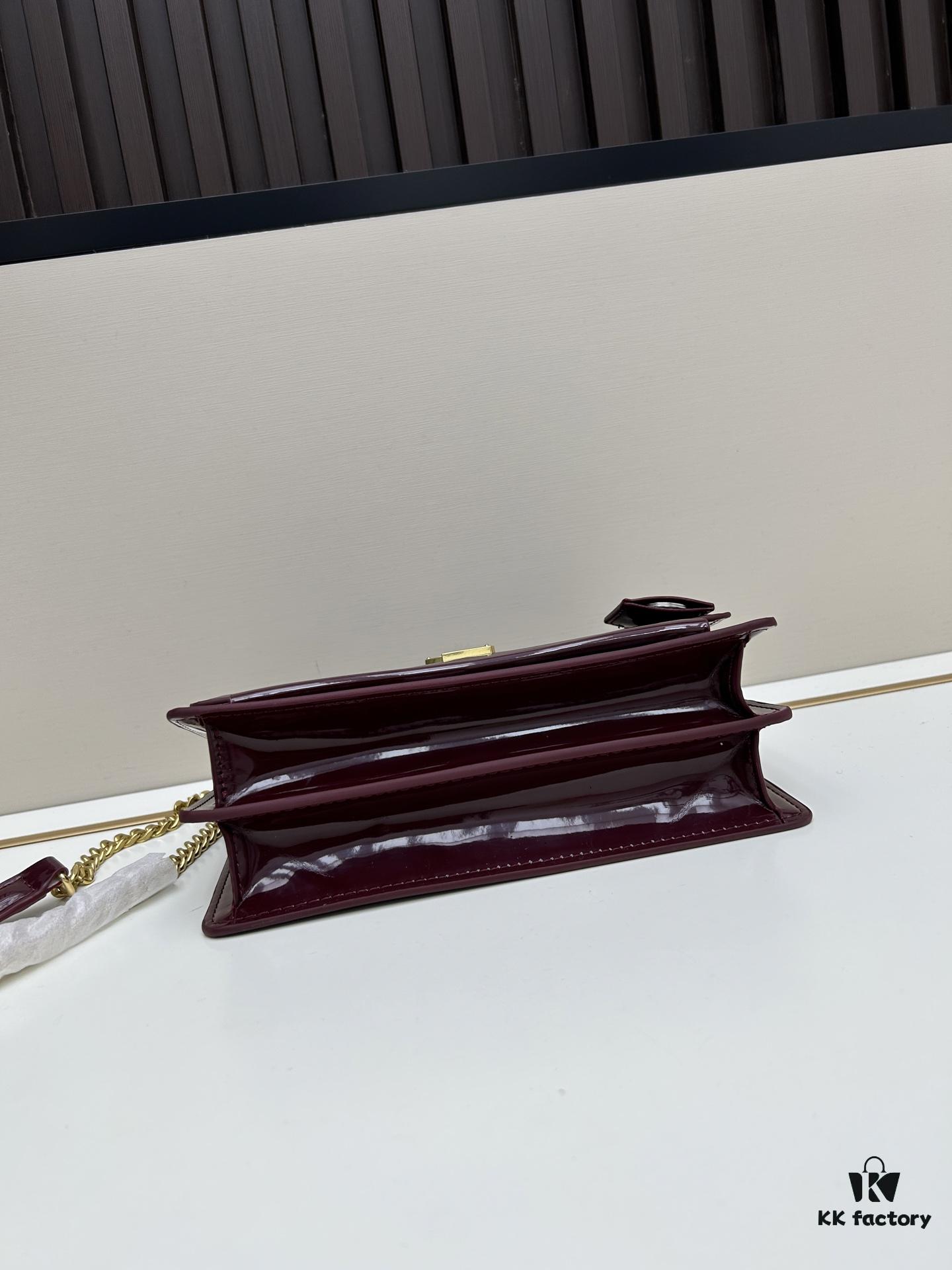 YSL Sunset Bag ✨ Luxurious Patent Leather, Iconic Accordion Design with Black-Gold Elegance