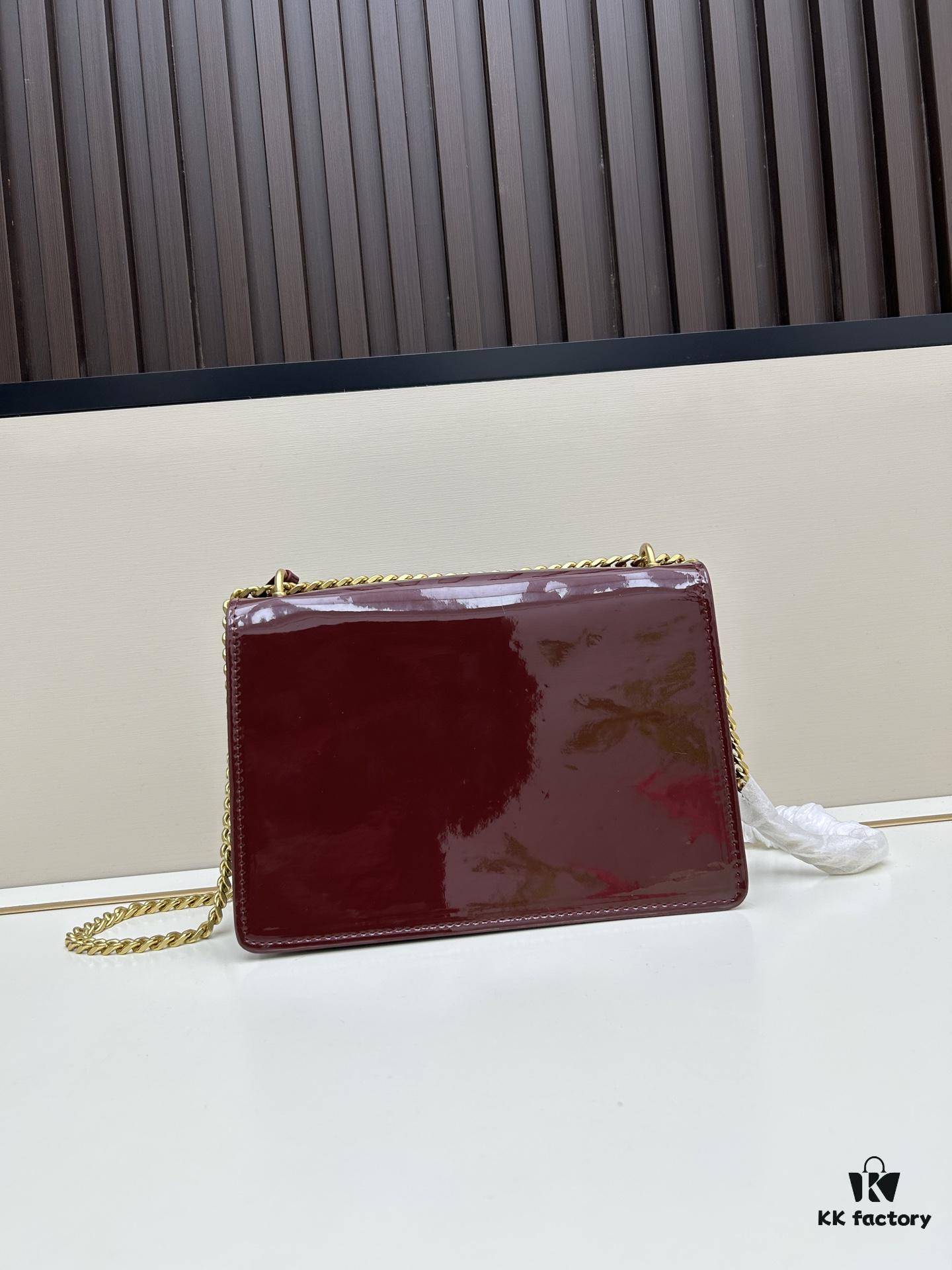 YSL Sunset Bag ✨ Luxurious Patent Leather, Iconic Accordion Design with Black-Gold Elegance