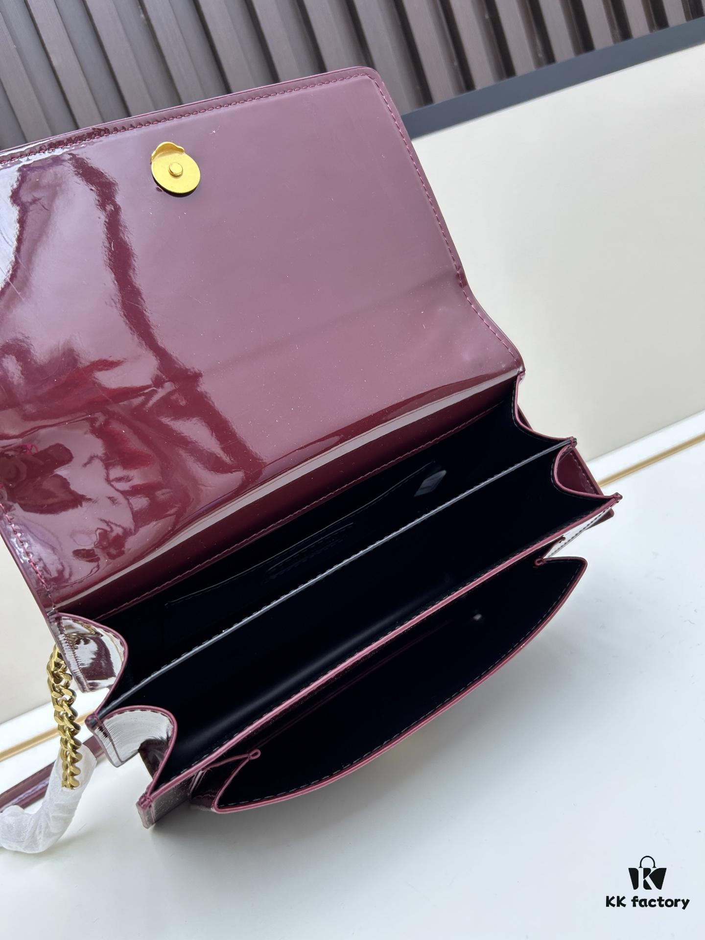 YSL Sunset Bag ✨ Luxurious Patent Leather, Iconic Accordion Design with Black-Gold Elegance