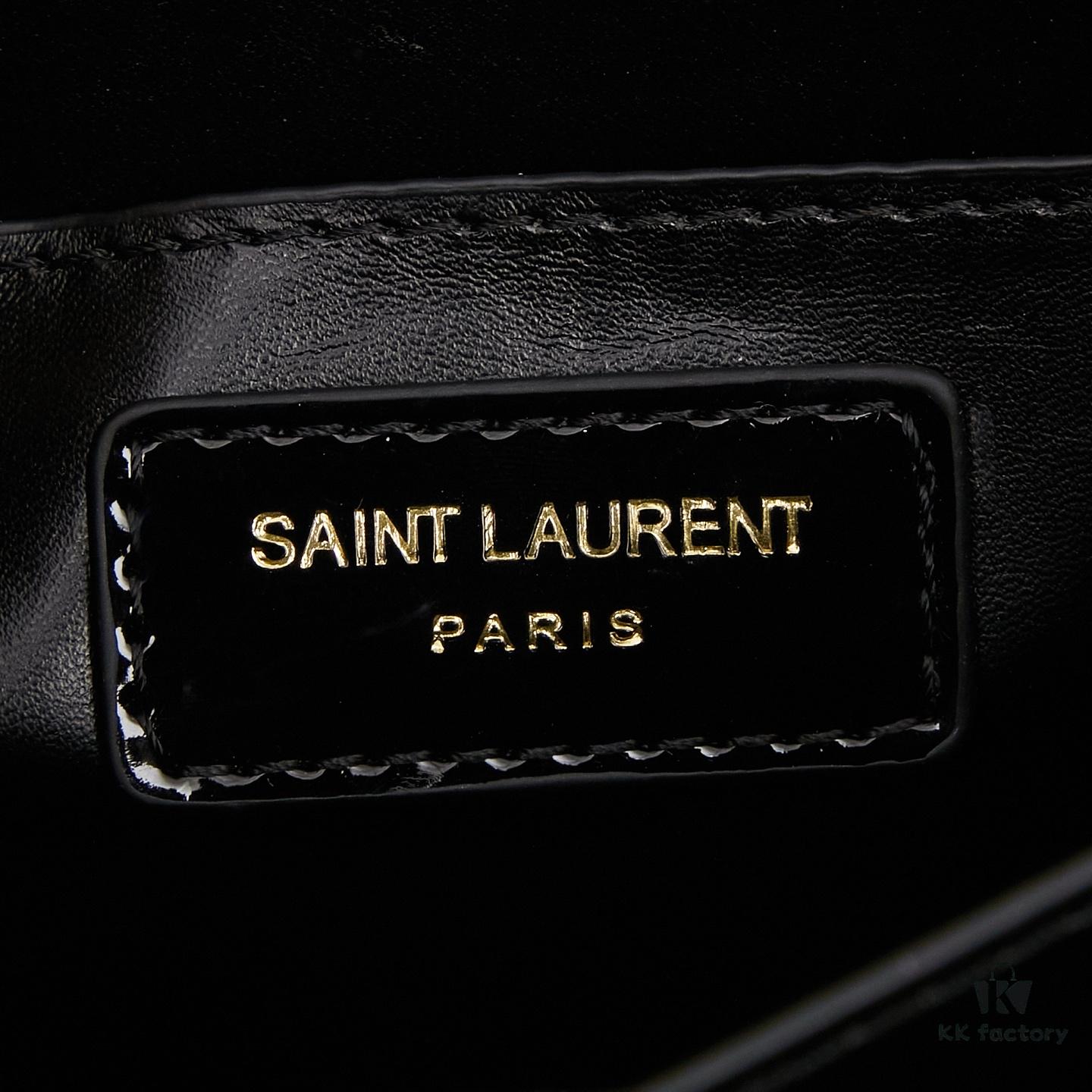 YSL Sunset Bag ✨ New Arrival with Box, Patent Leather Beauty, Iconic Accordion Design with Black-Gold Elegance