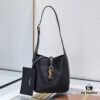 Black Lychee - Grain/Gold YSL New Mini Hobo Underarm Bag