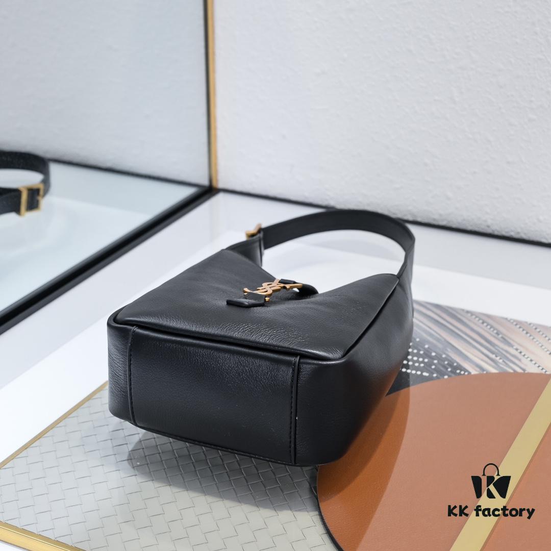 Black Lychee - Grain/Gold YSL New Mini Hobo Underarm Bag