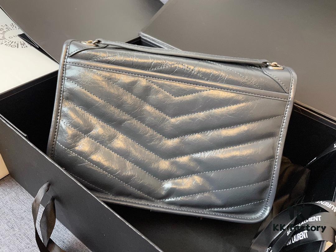 Genuine Leather Medium 28cm MONOGRAMME SAINT LAURENT Front Flap Bag