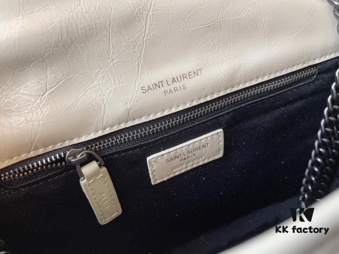 Genuine Leather Medium 28cm MONOGRAMME SAINT LAURENT Flap Shoulder Bag with YSL Logo Charm and Dual-Use Chain Strap