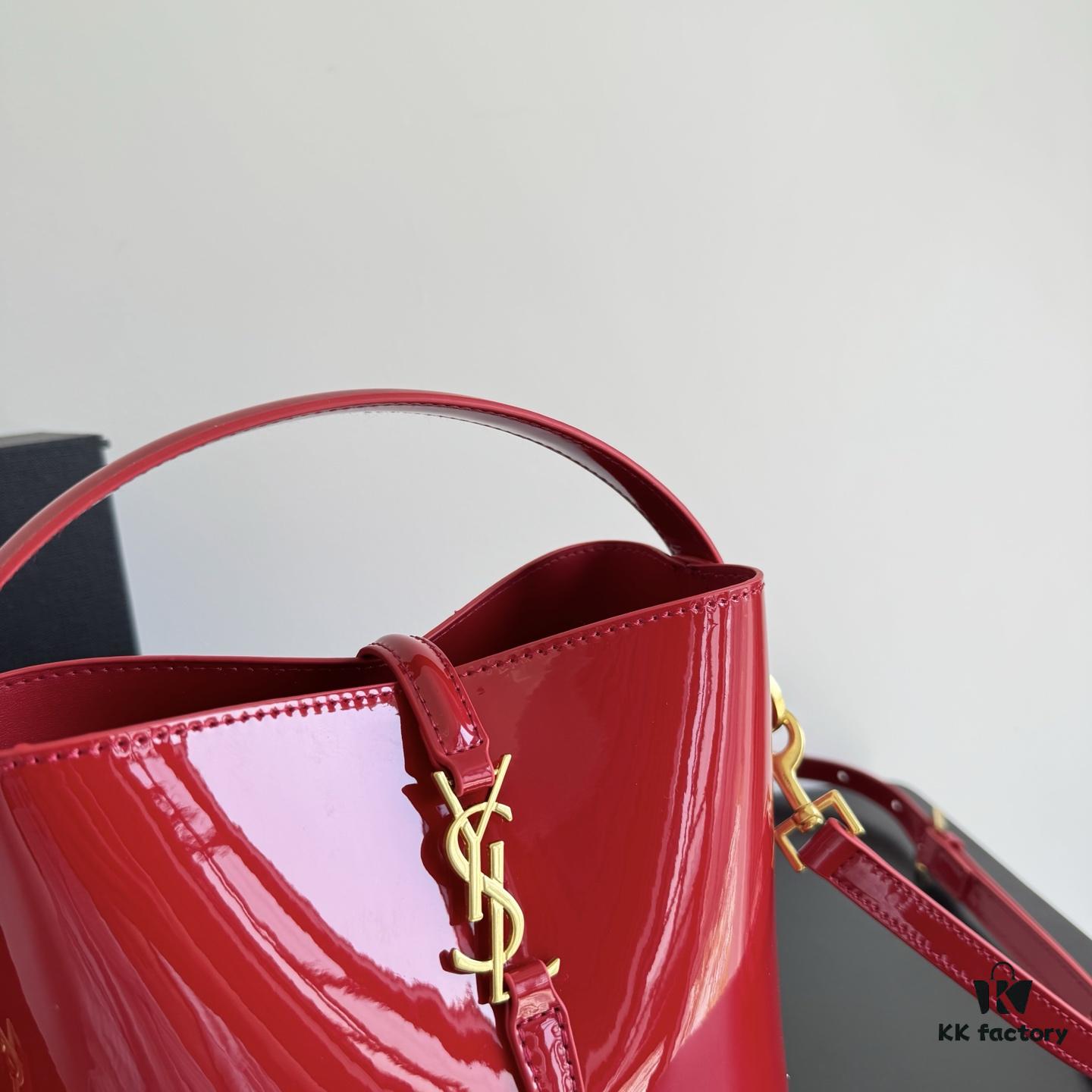 Yves Saint Laurent Patent Leather Crossbody Bucket Bag