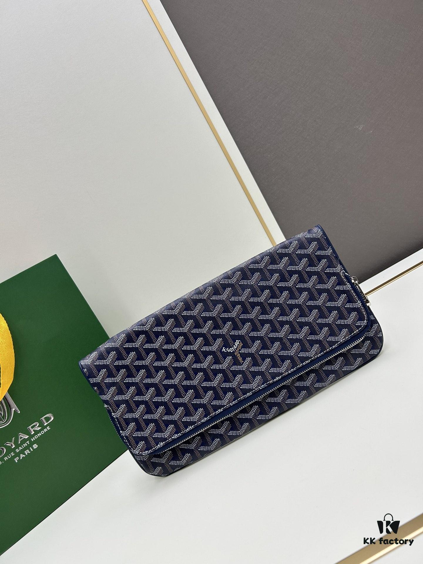 SAINTE-MARIE Clutch Bag with Reversible Flap Design in GOYARDINE Canvas and Calfskin Leather