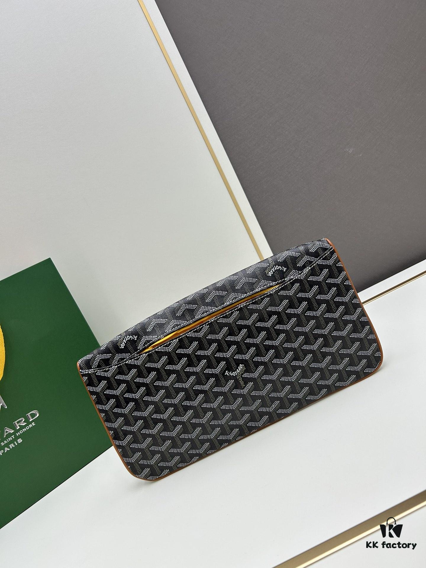 SAINTE-MARIE Clutch Bag with Double-Faced Flap Design, GOYARD Canvas and Calfskin Leather