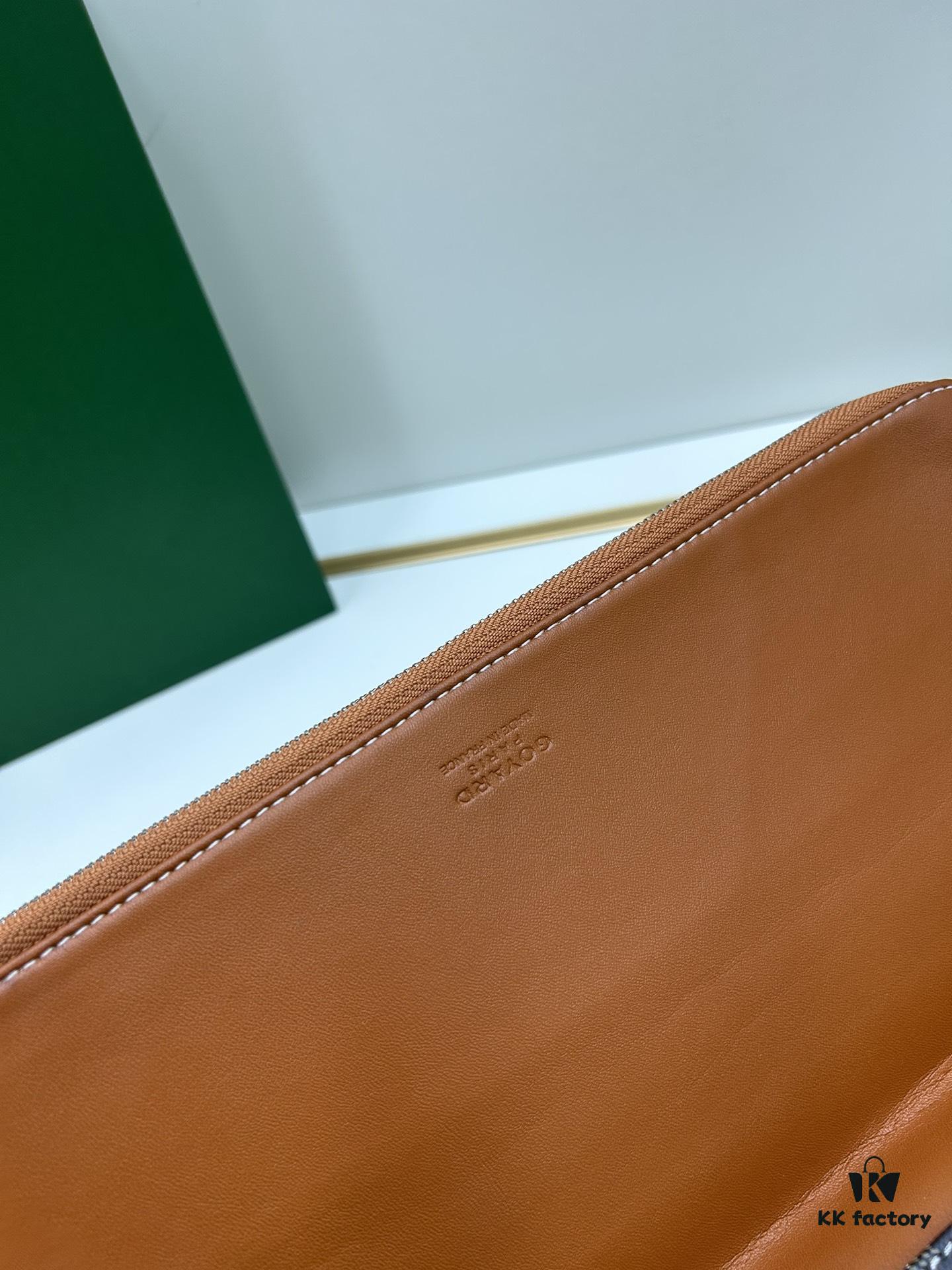 SAINTE-MARIE Clutch Bag with Double-Faced Flap Design, GOYARD Canvas and Calfskin Leather