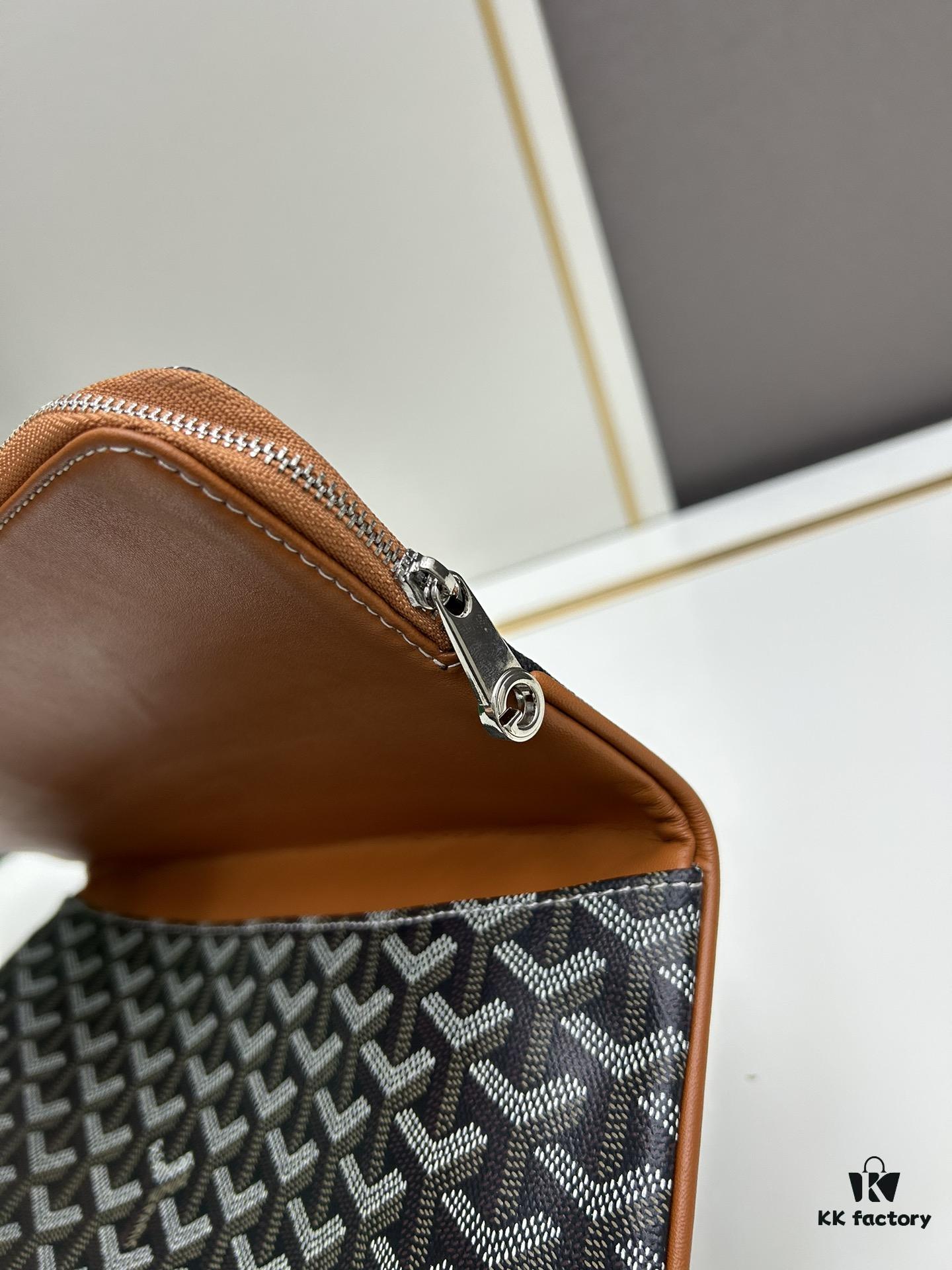 SAINTE-MARIE Clutch Bag with Double-Faced Flap Design, GOYARD Canvas and Calfskin Leather