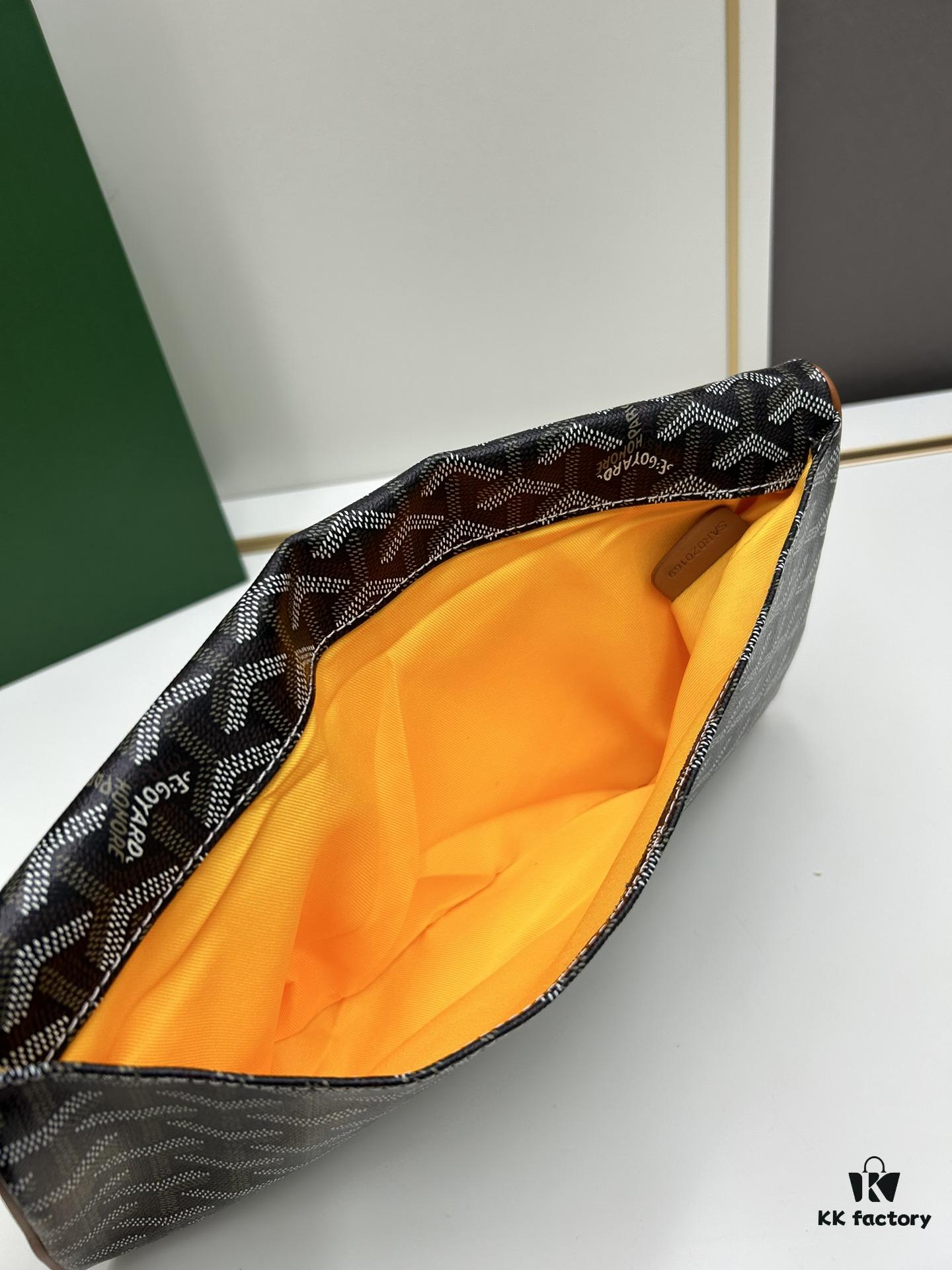 SAINTE-MARIE Clutch Bag with Double-Faced Flap Design, GOYARD Canvas and Calfskin Leather