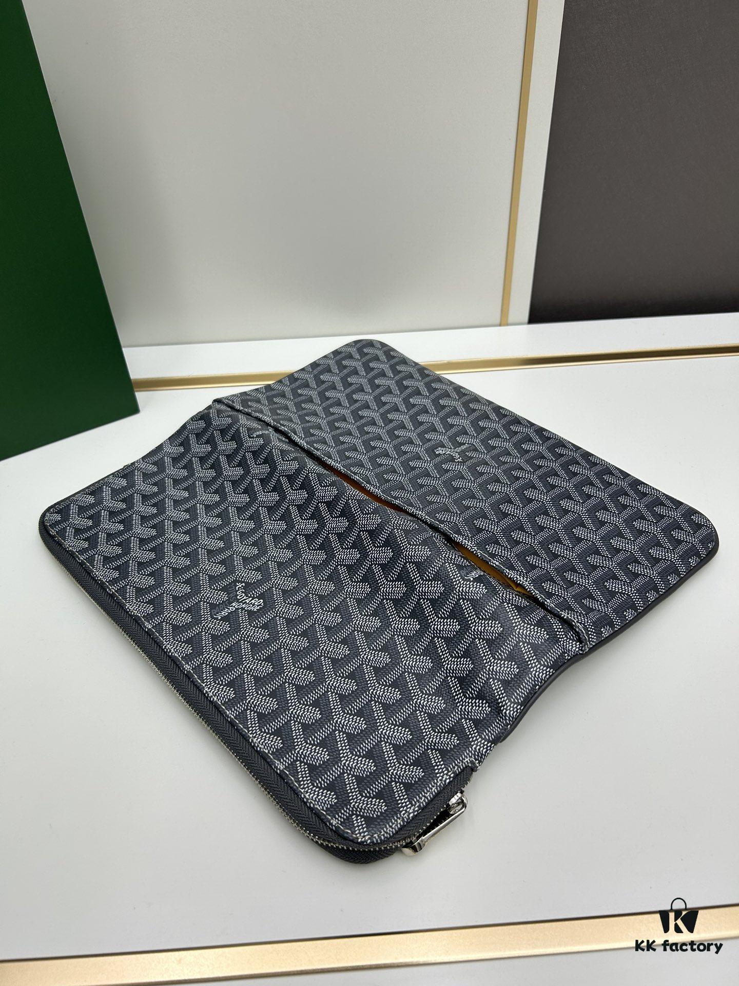 SAINTE-MARIE Clutch Bag with Reversible Flap Design, GOYARDine Canvas and Chevron Calfskin