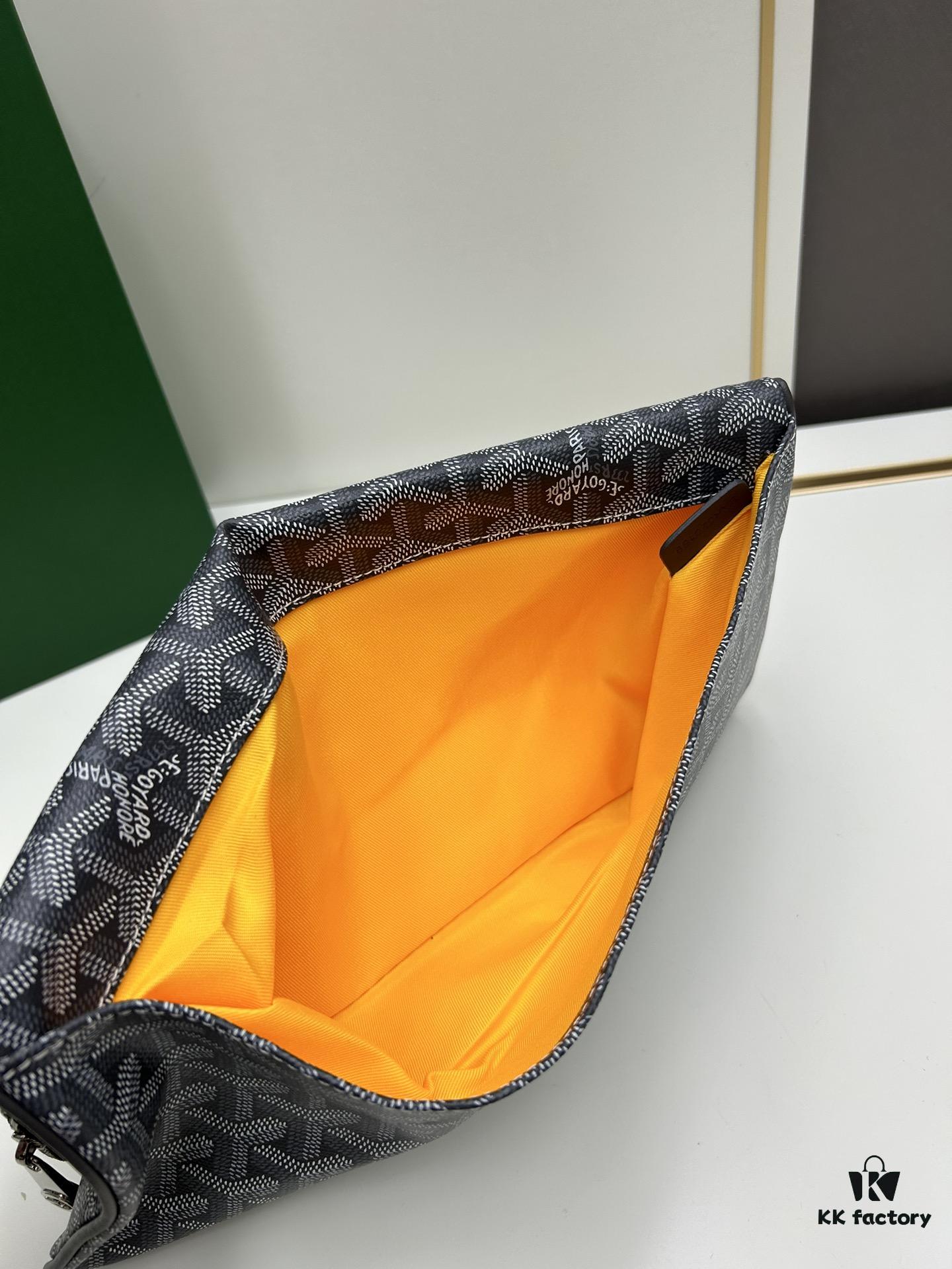 SAINTE-MARIE Clutch Bag with Reversible Flap Design, GOYARDine Canvas and Chevron Calfskin