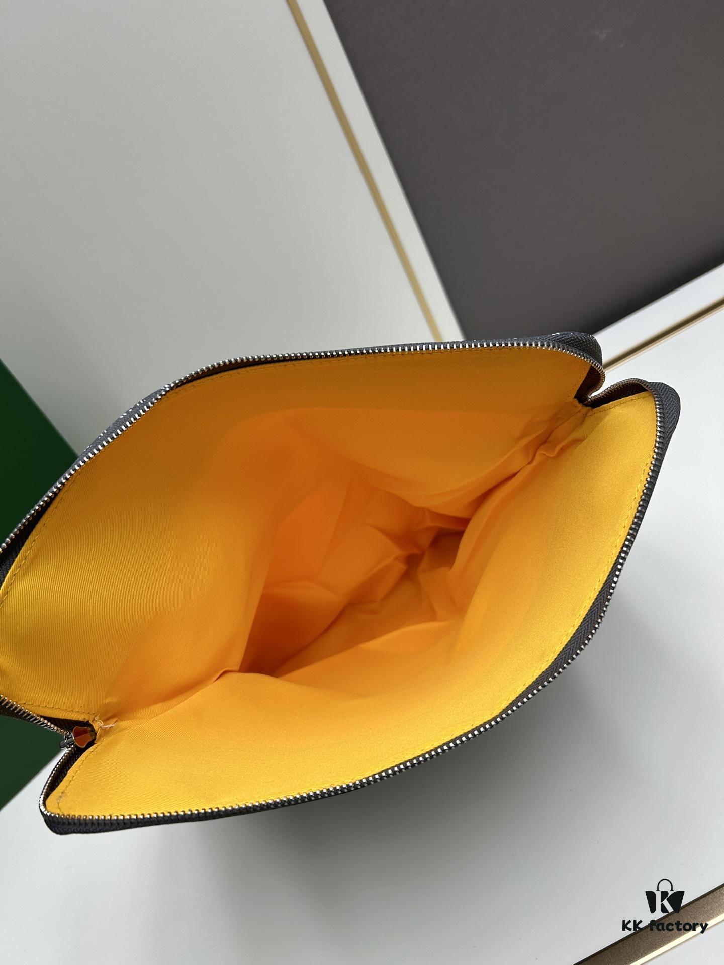 SAINTE-MARIE Clutch Bag with Reversible Flap Design, GOYARDine Canvas and Chevron Calfskin