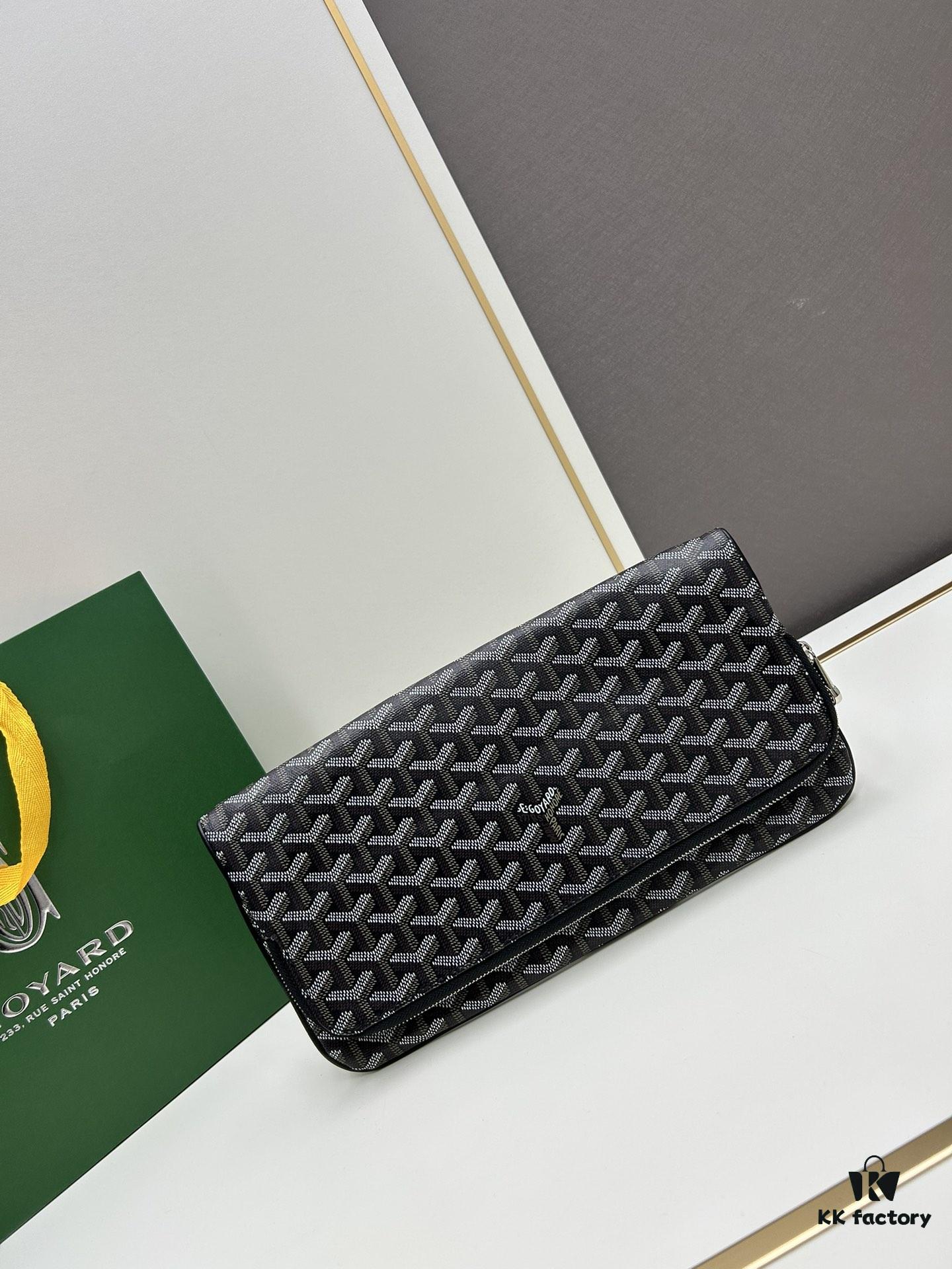 SAINTE-MARIE Clutch Bag with Reversible Flap Design in GOYARDINE Canvas and Calfskin Leather