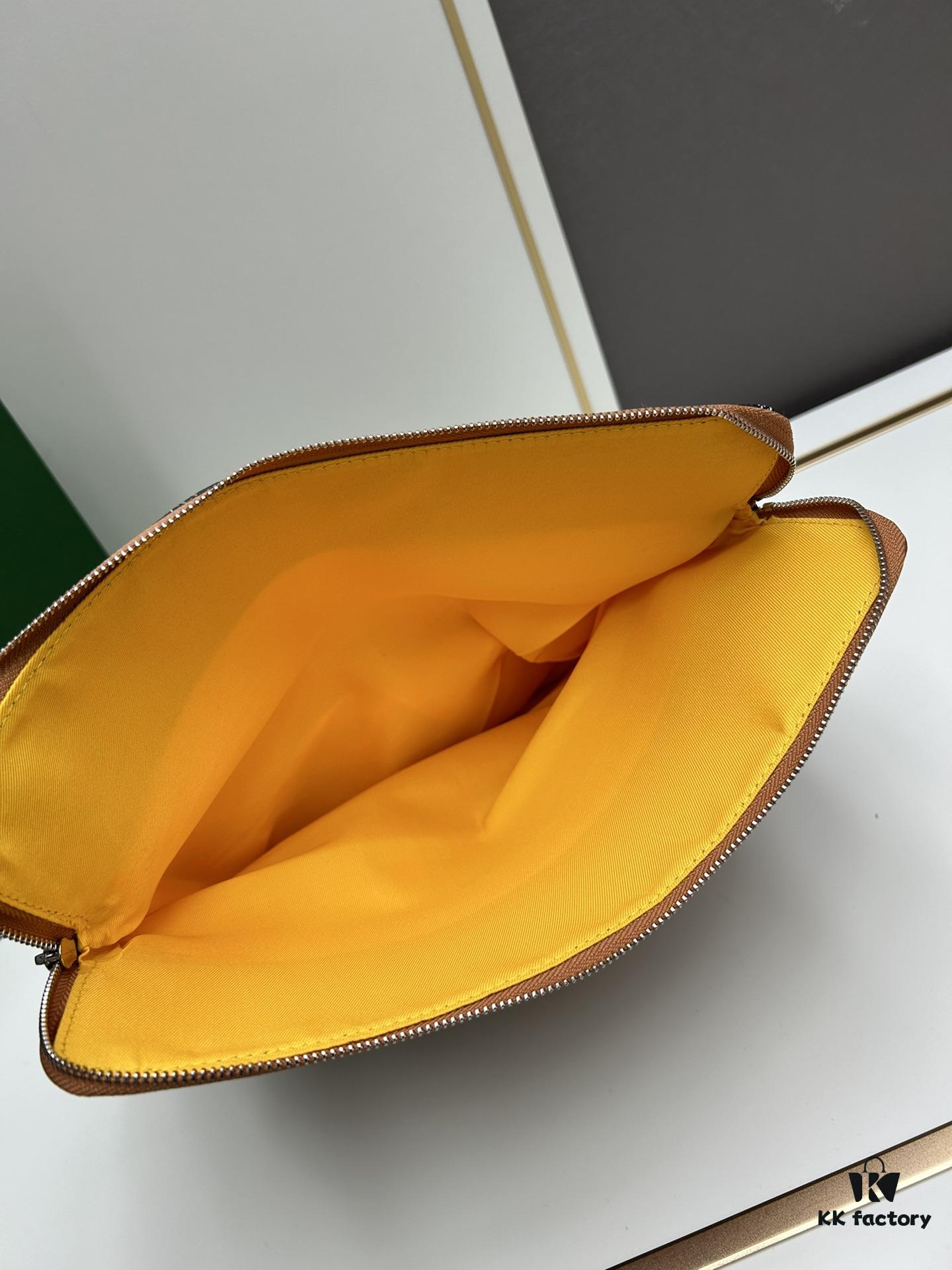 SAINTE-MARIE Clutch Bag with Double-Faced Flap Design, GOYARD Canvas and Calfskin Leather