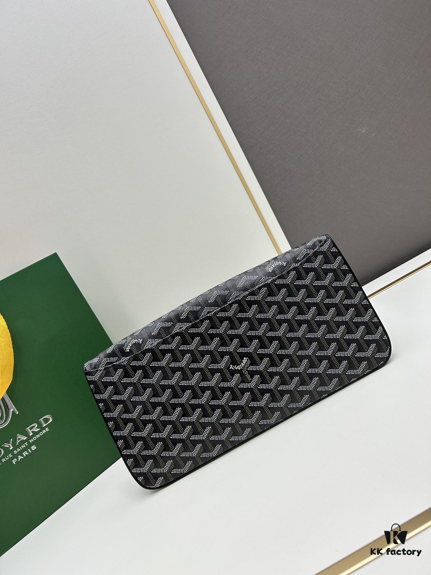 SAINTE-MARIE Clutch Bag with Reversible Flap Design in GOYARDINE Canvas and Calfskin Leather