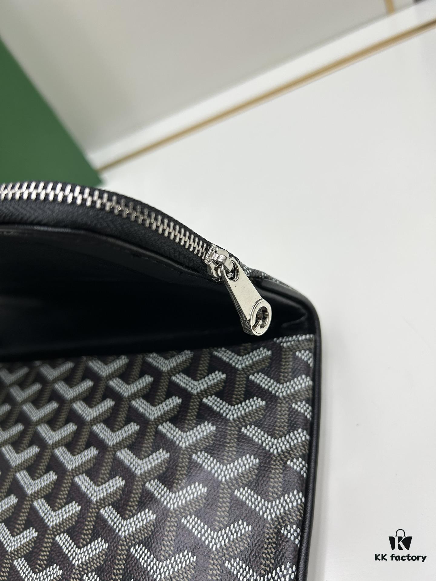 SAINTE-MARIE Clutch Bag with Reversible Flap Design in GOYARDINE Canvas and Calfskin Leather