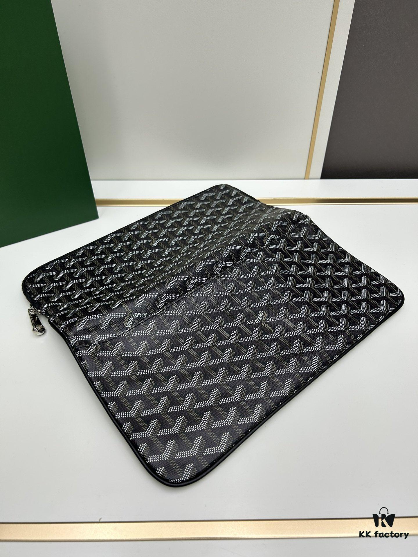 SAINTE-MARIE Clutch Bag with Reversible Flap Design in GOYARDINE Canvas and Calfskin Leather