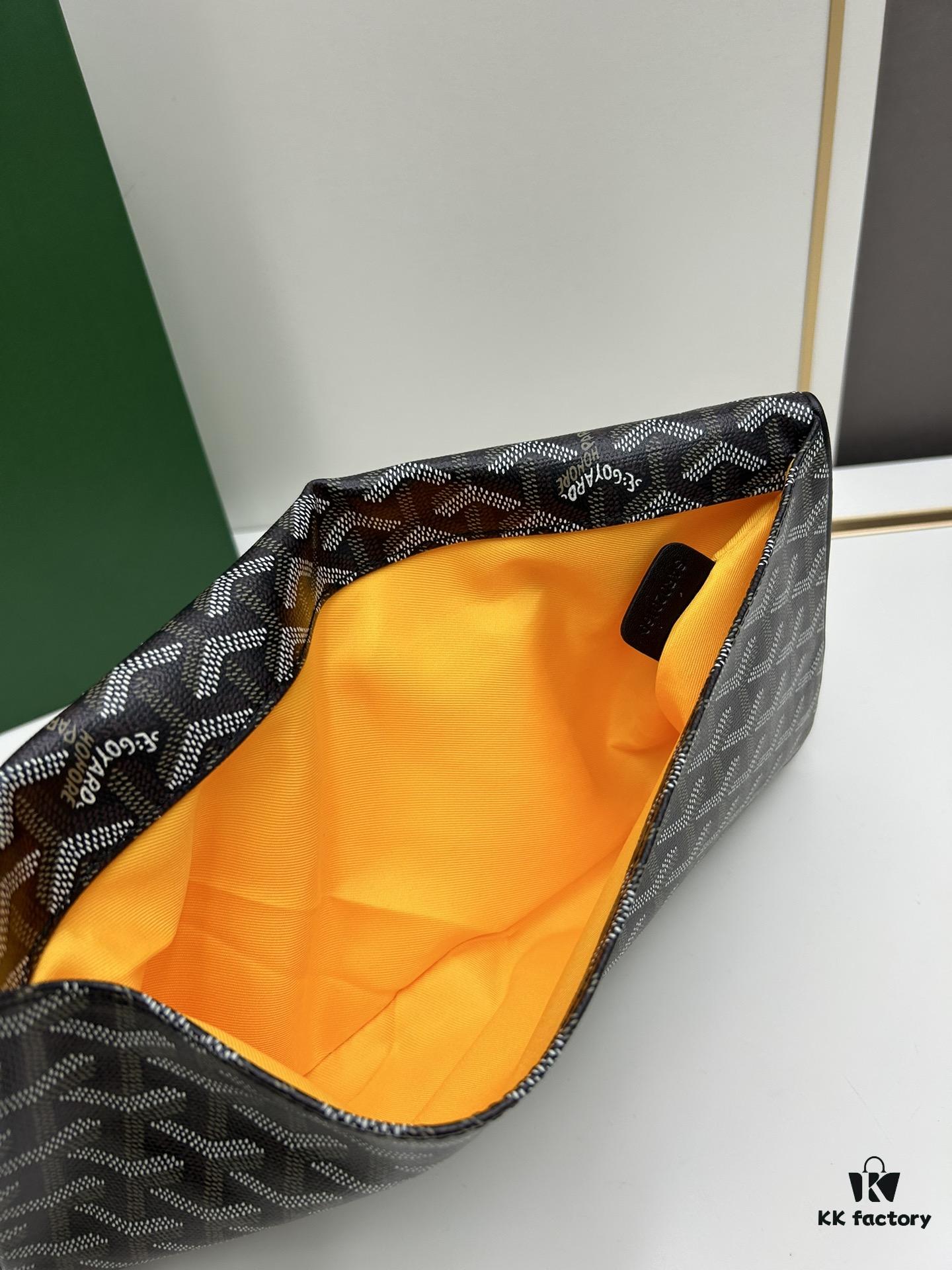 SAINTE-MARIE Clutch Bag with Reversible Flap Design in GOYARDINE Canvas and Calfskin Leather