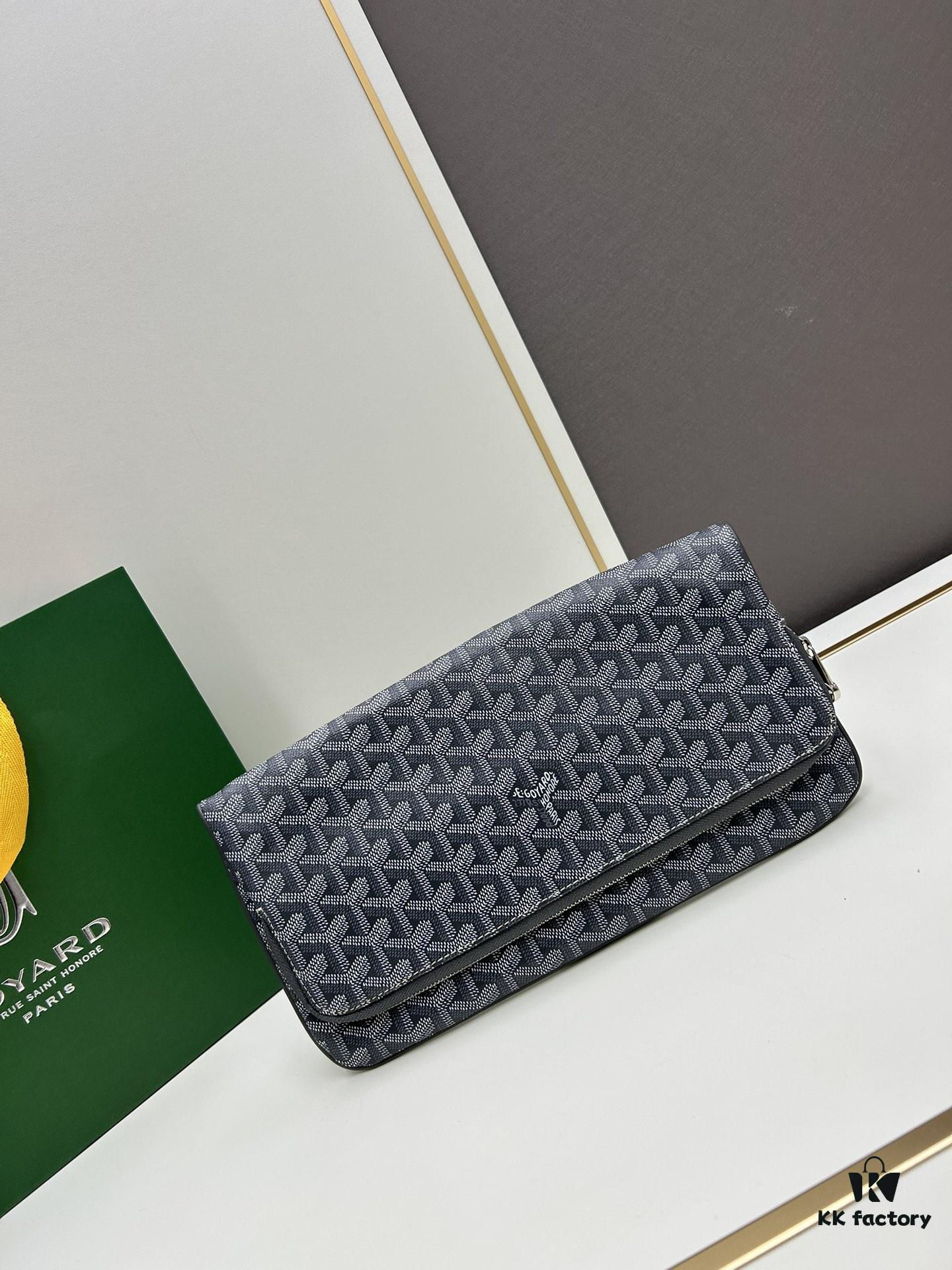 SAINTE-MARIE Clutch Bag with Reversible Flap Design, GOYARDine Canvas and Chevron Calfskin