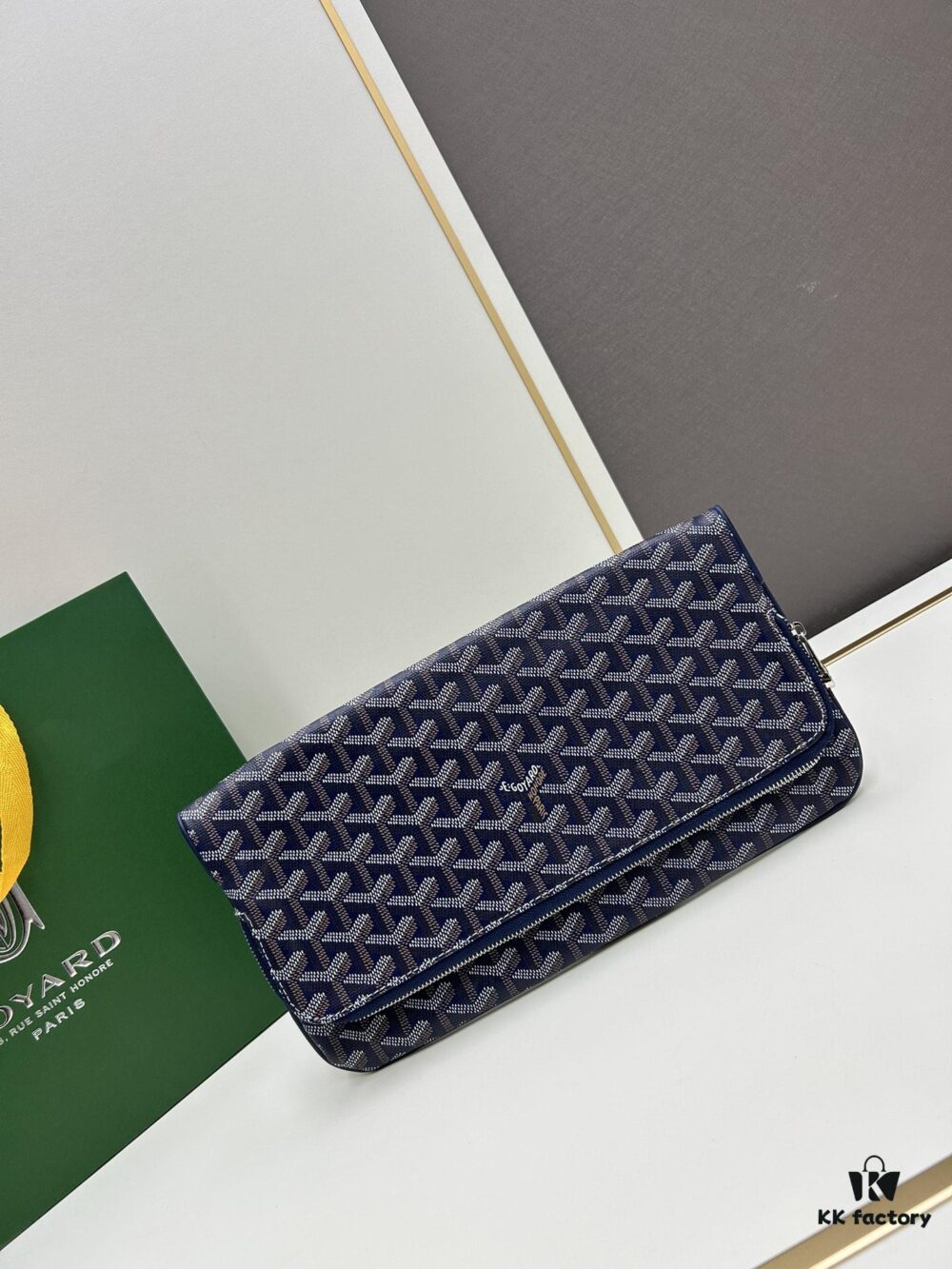 SAINTE-MARIE Clutch Bag with Reversible Flap Design, GOYARDine Canvas and Chevron Calfskin