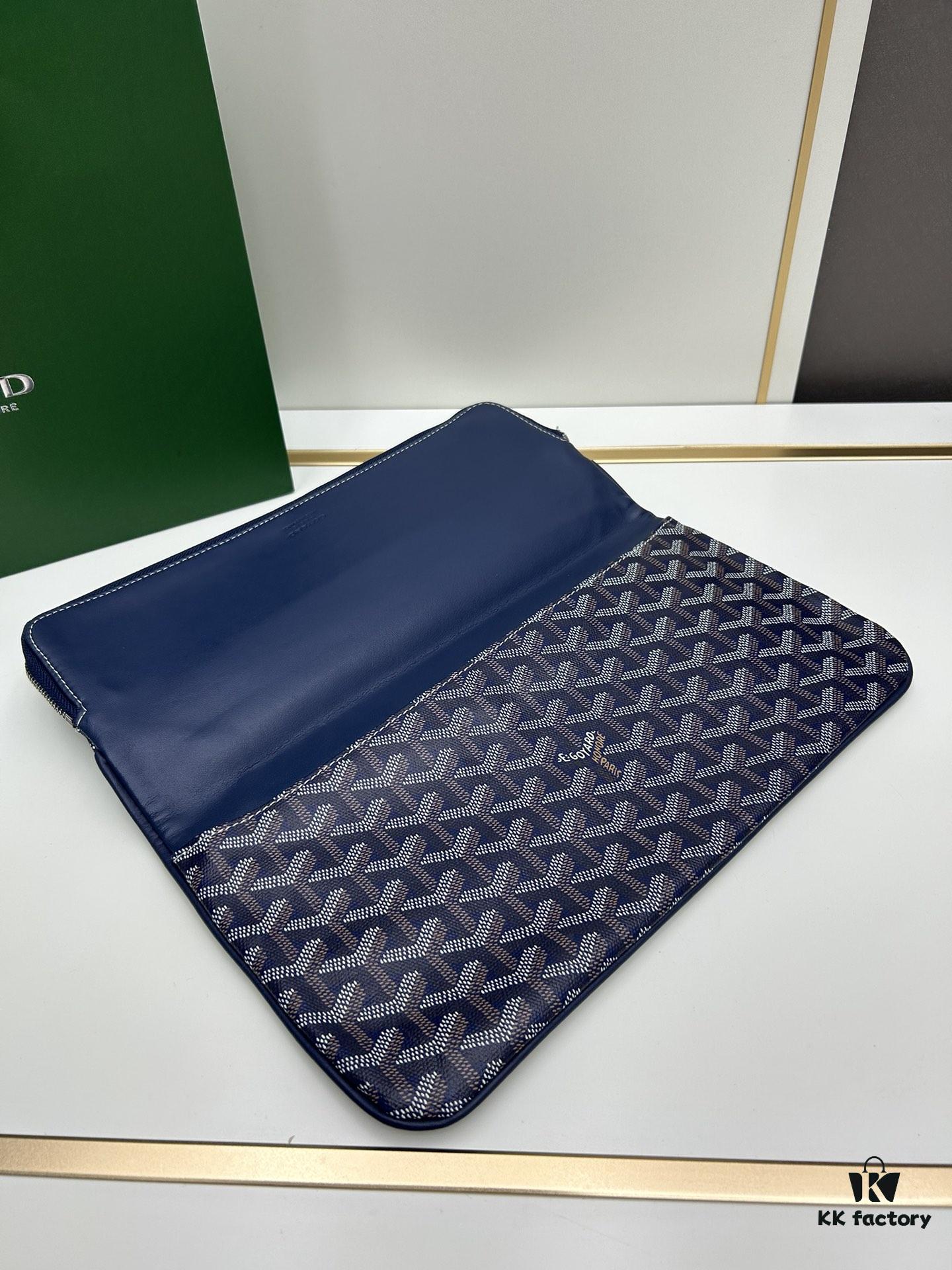 SAINTE-MARIE Clutch Bag with Reversible Flap Design, GOYARDine Canvas and Chevron Calfskin