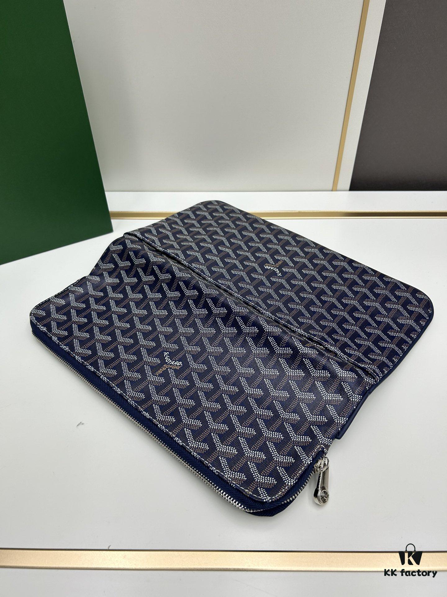 SAINTE-MARIE Clutch Bag with Reversible Flap Design, GOYARDine Canvas and Chevron Calfskin