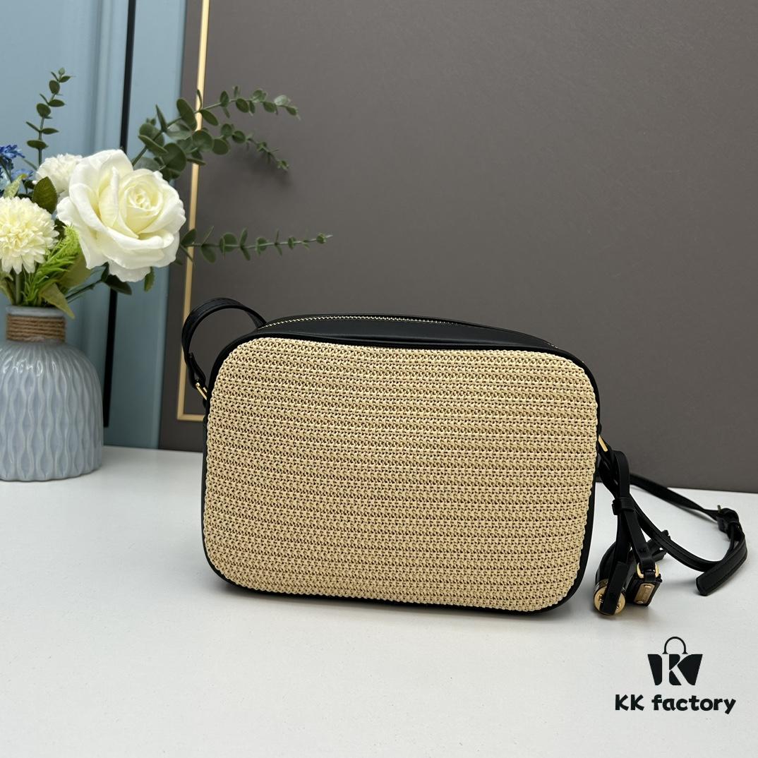 YSL Saint Laurent Calfskin Woven Camera Bag with Box ||| NEW Lou Camera Bag - Black Woven Design with Gold-Tone Hardware, Italian Calfskin