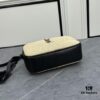 YSL Saint Laurent Black Woven Calfskin Lou Camera Bag with Box