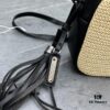 YSL Saint Laurent Black Woven Calfskin Lou Camera Bag with Box