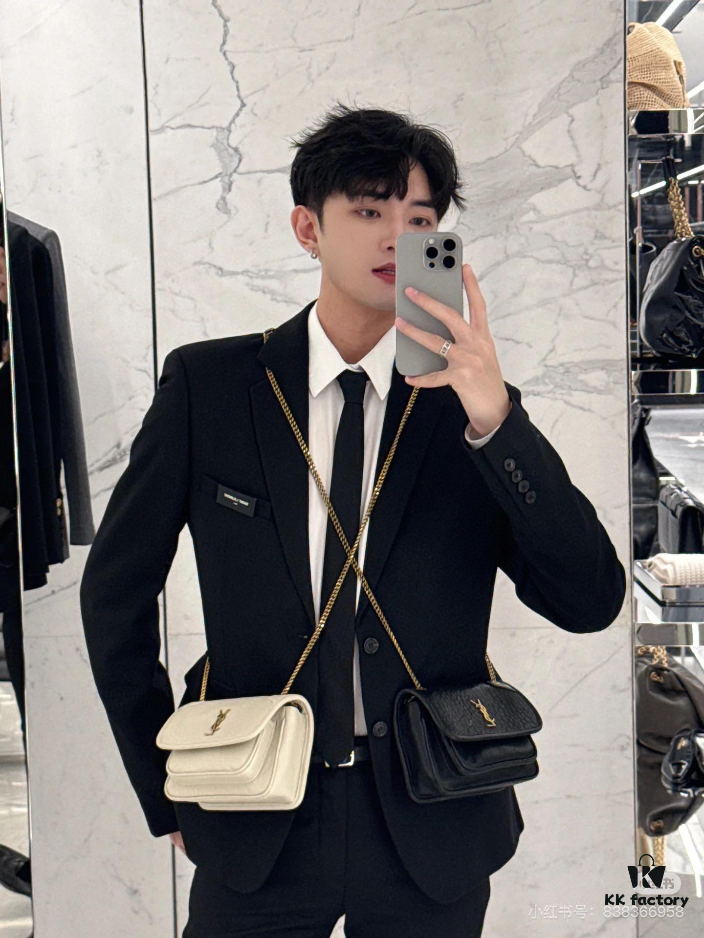 New Arrival with Box 💰 YSL Saint Laurent Niki Grained Lambskin Mini Shoulder Bag