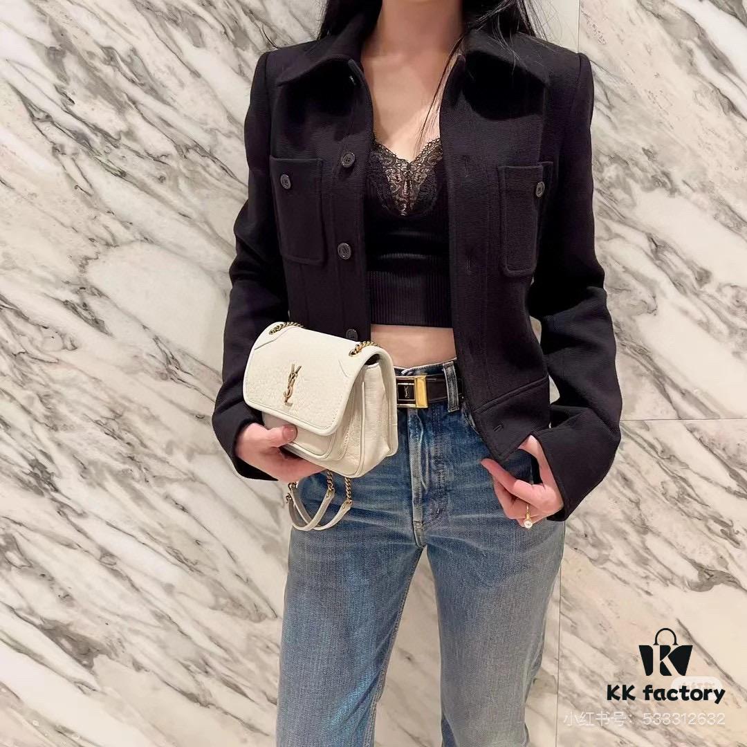 New Arrival with Box 💰 YSL Saint Laurent Niki Grained Lambskin Mini Shoulder Bag