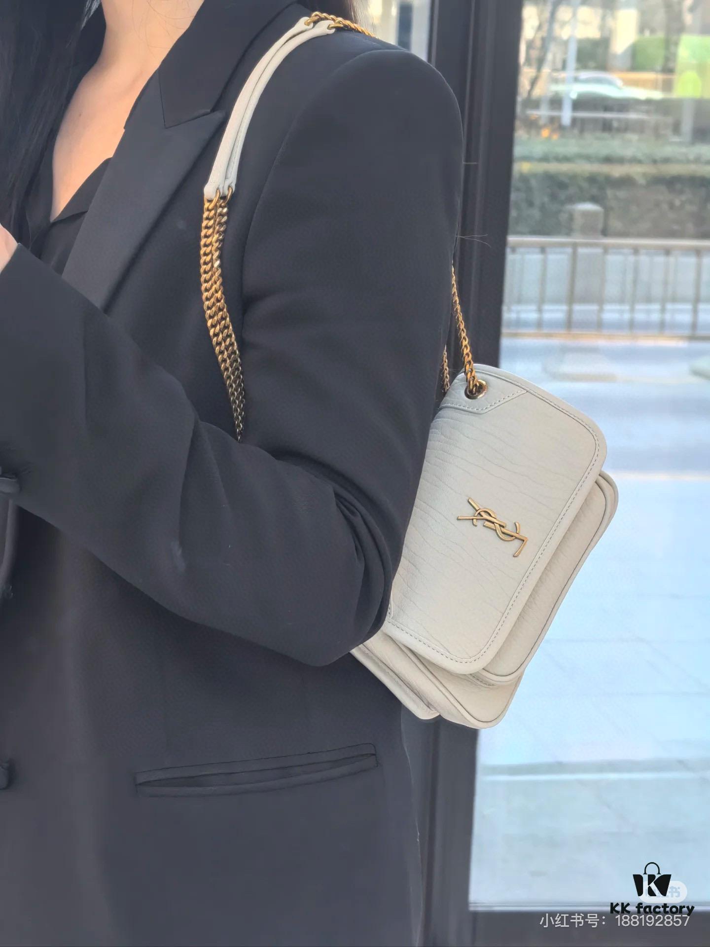 New Arrival with Box 💰 YSL Saint Laurent Niki Grained Lambskin Mini Shoulder Bag