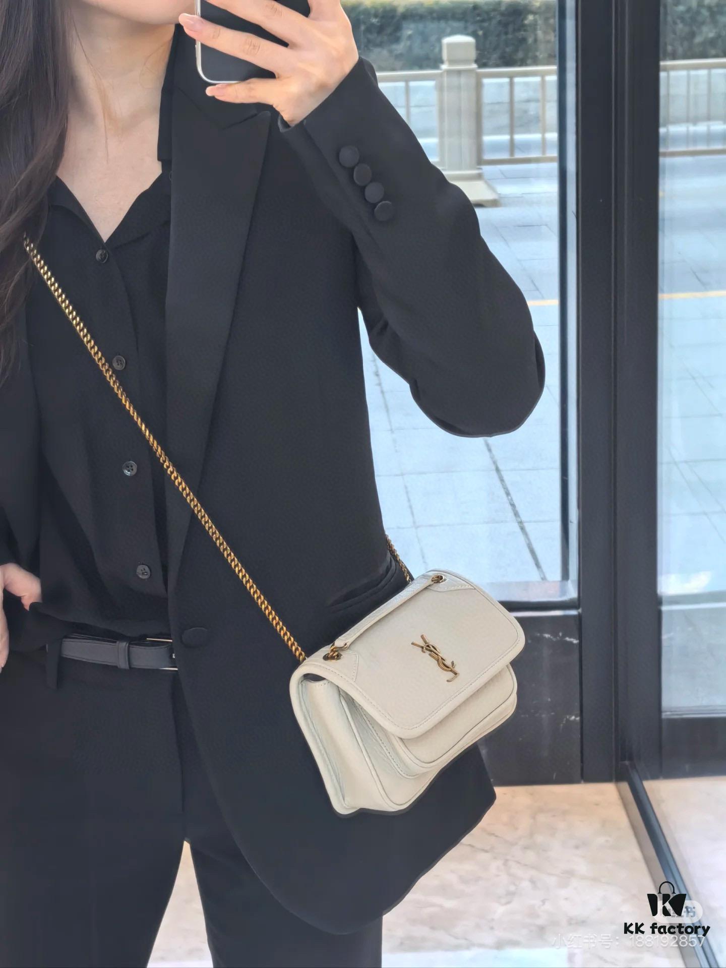 New Arrival with Box 💰 YSL Saint Laurent Niki Grained Lambskin Mini Shoulder Bag