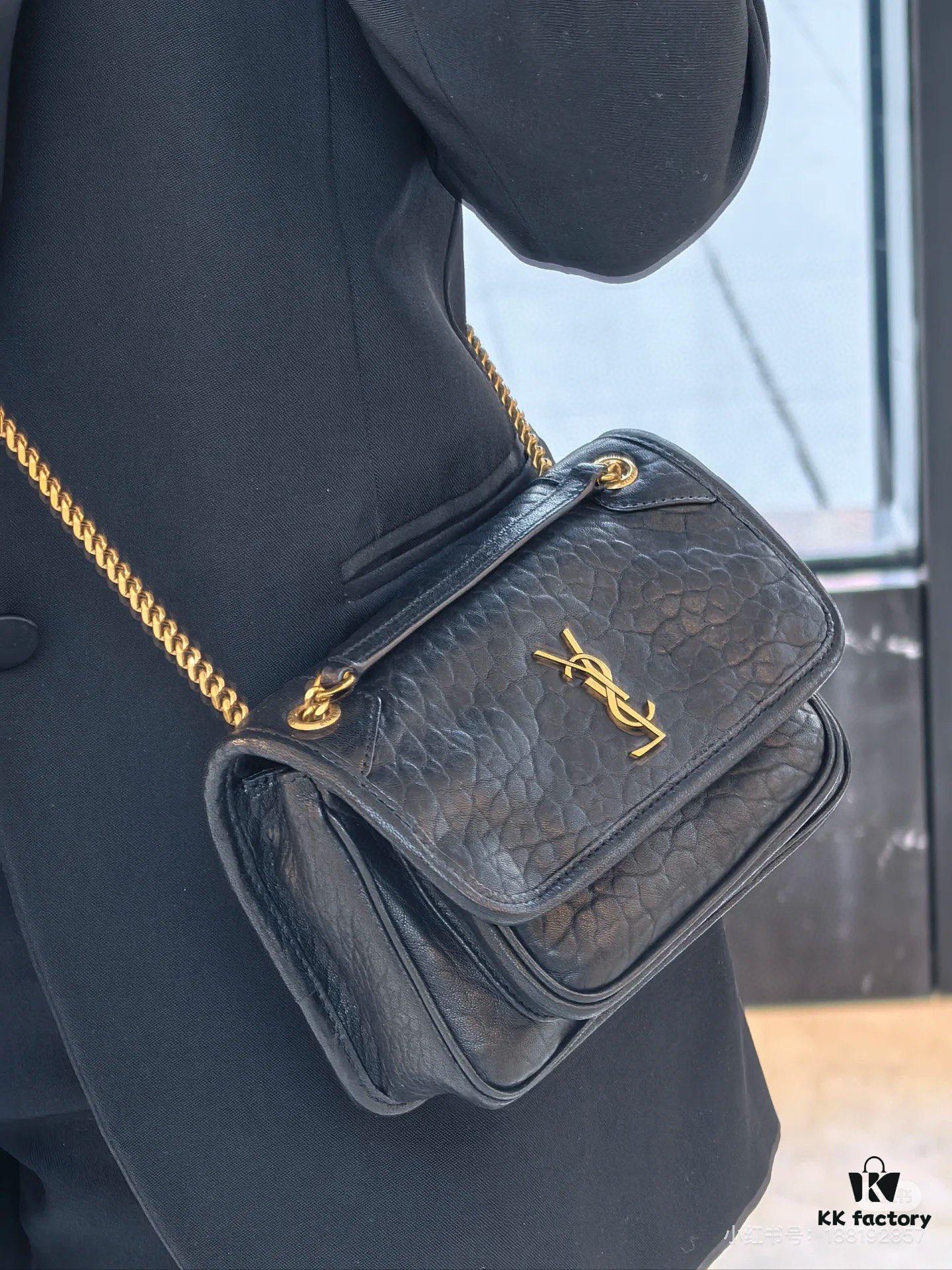 New Arrival with Box 💰 YSL Saint Laurent Niki Grained Lambskin Mini Shoulder Bag