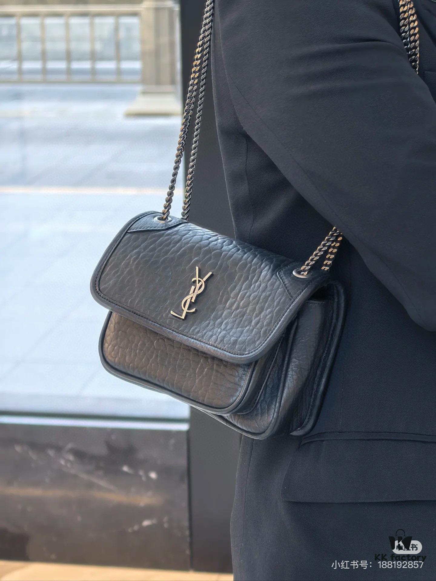 New Arrival with Box 💰 YSL Saint Laurent Niki Grained Lambskin Mini Shoulder Bag