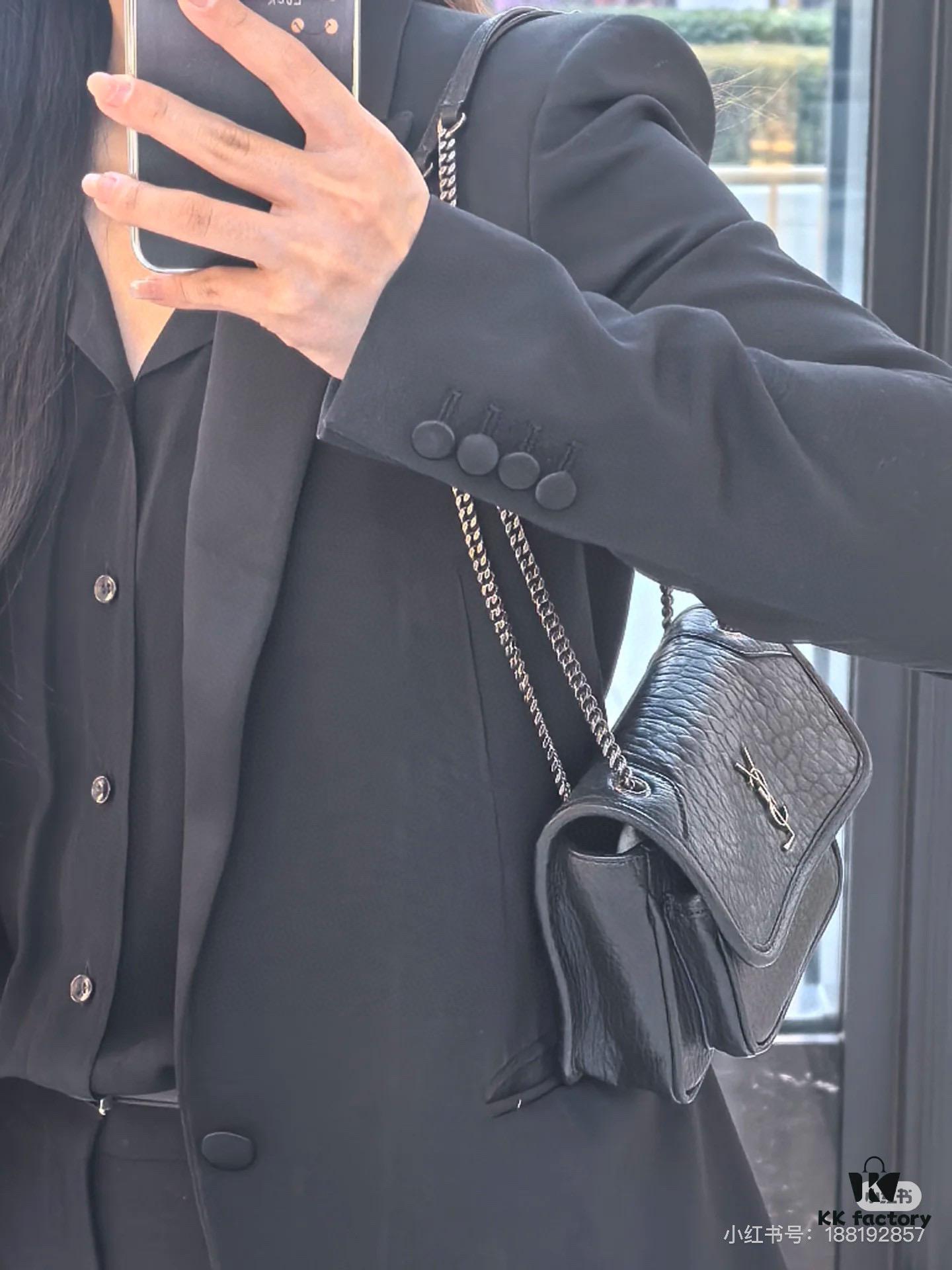 New Arrival with Box 💰 YSL Saint Laurent Niki Grained Lambskin Mini Shoulder Bag