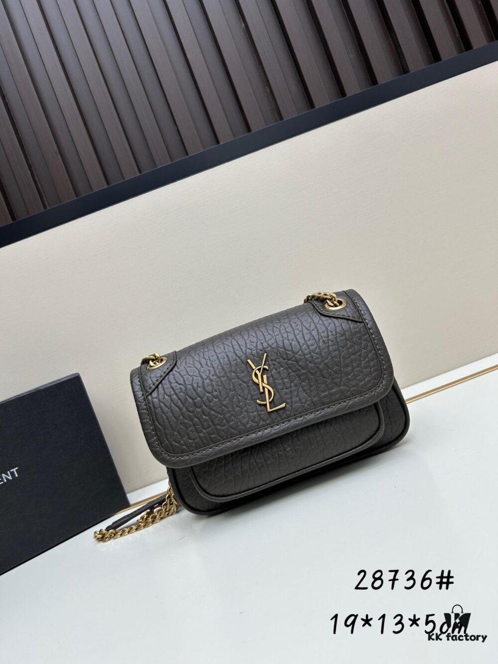 New Arrival with Box 💰 YSL Saint Laurent Niki Grainy Leather Mini Shoulder Bag