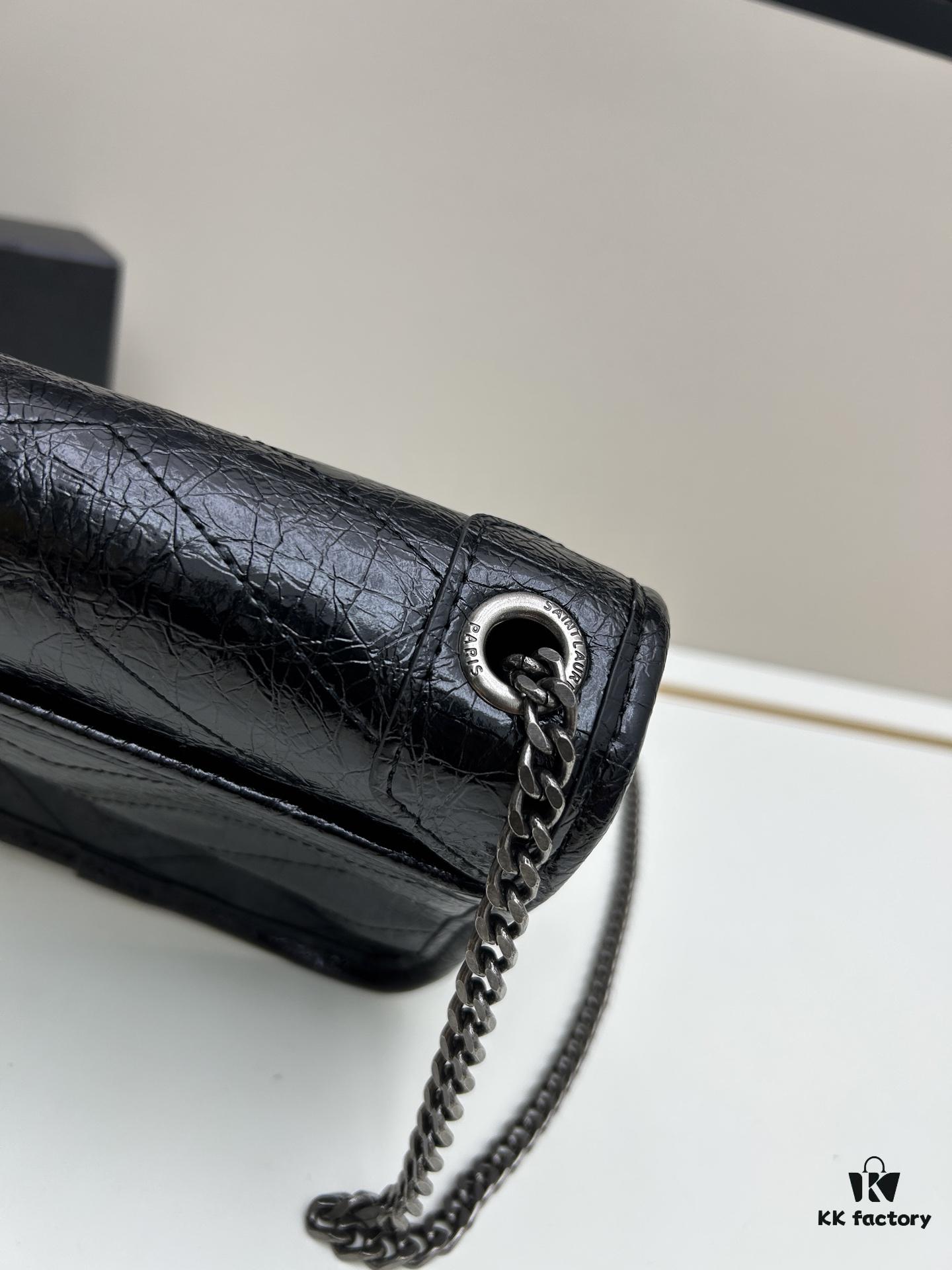YSL Niki Mini Chain Bag in Black Wax Leather