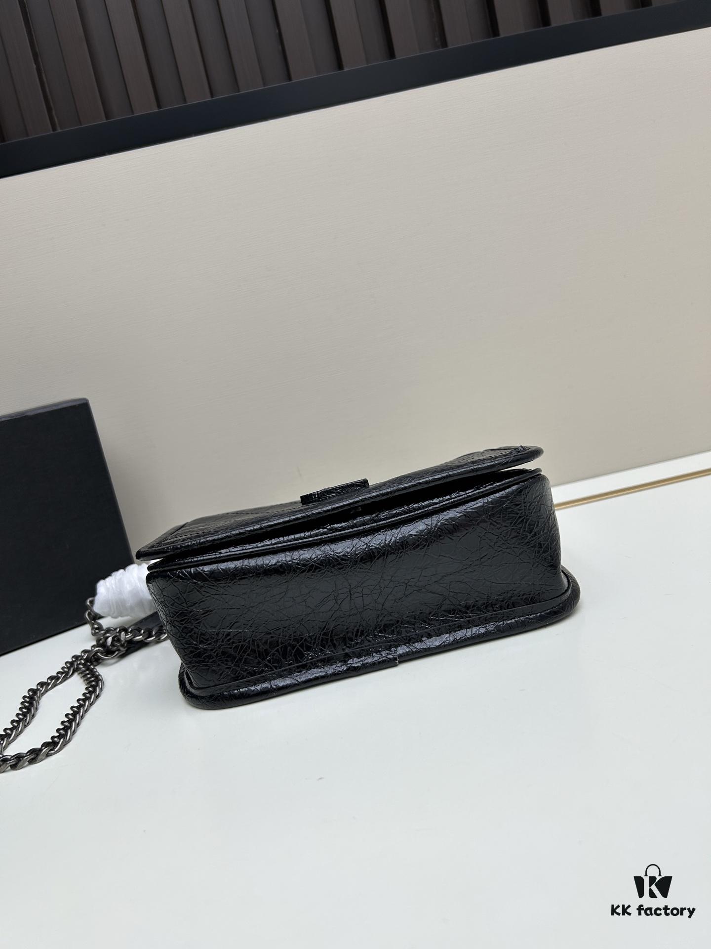 YSL Niki Mini Chain Bag in Black Wax Leather